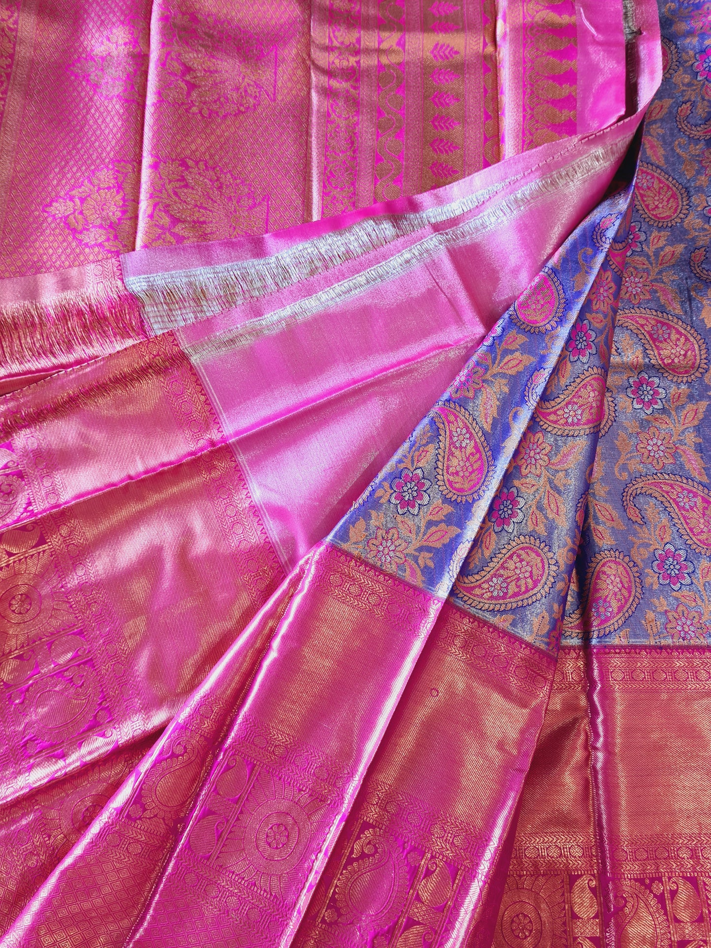Semi Kanchi Soft silk Purple & Pink Mango