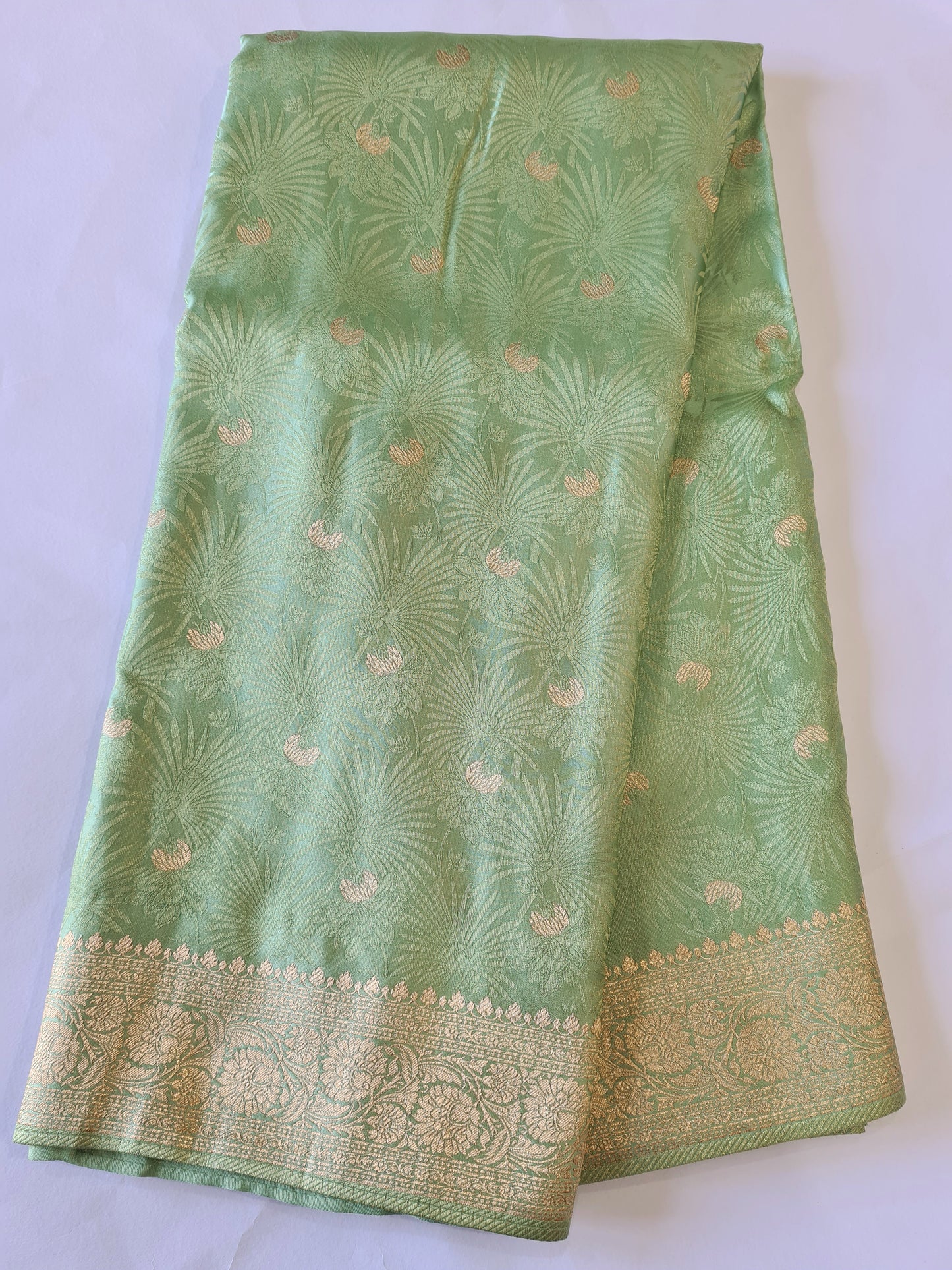 Pure Mashru Zari Green