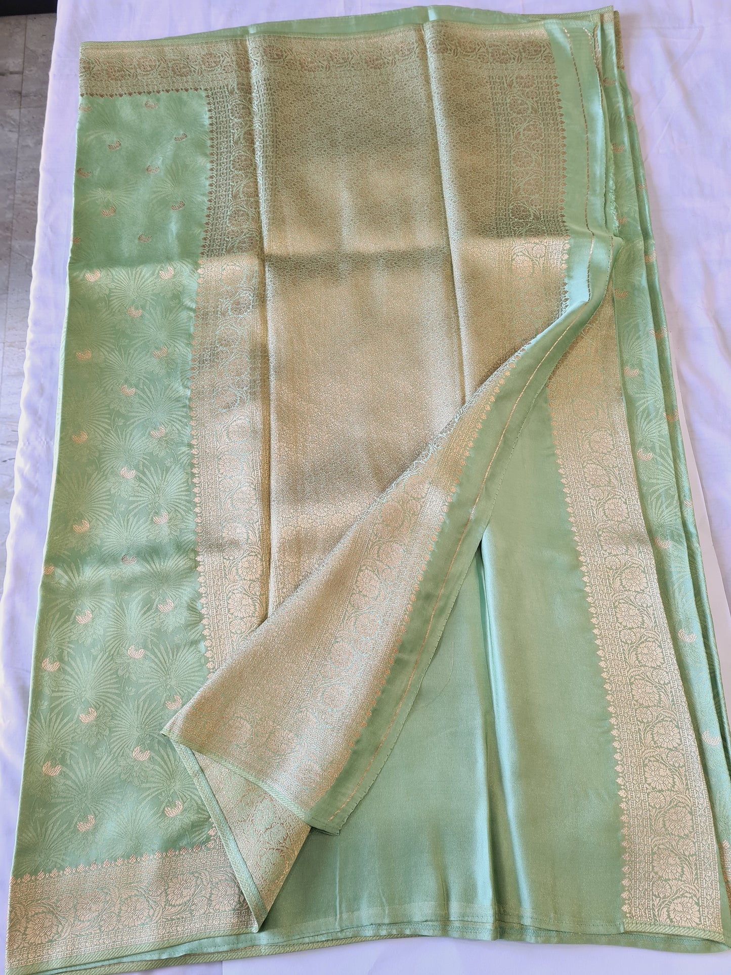 Pure Mashru Zari Green