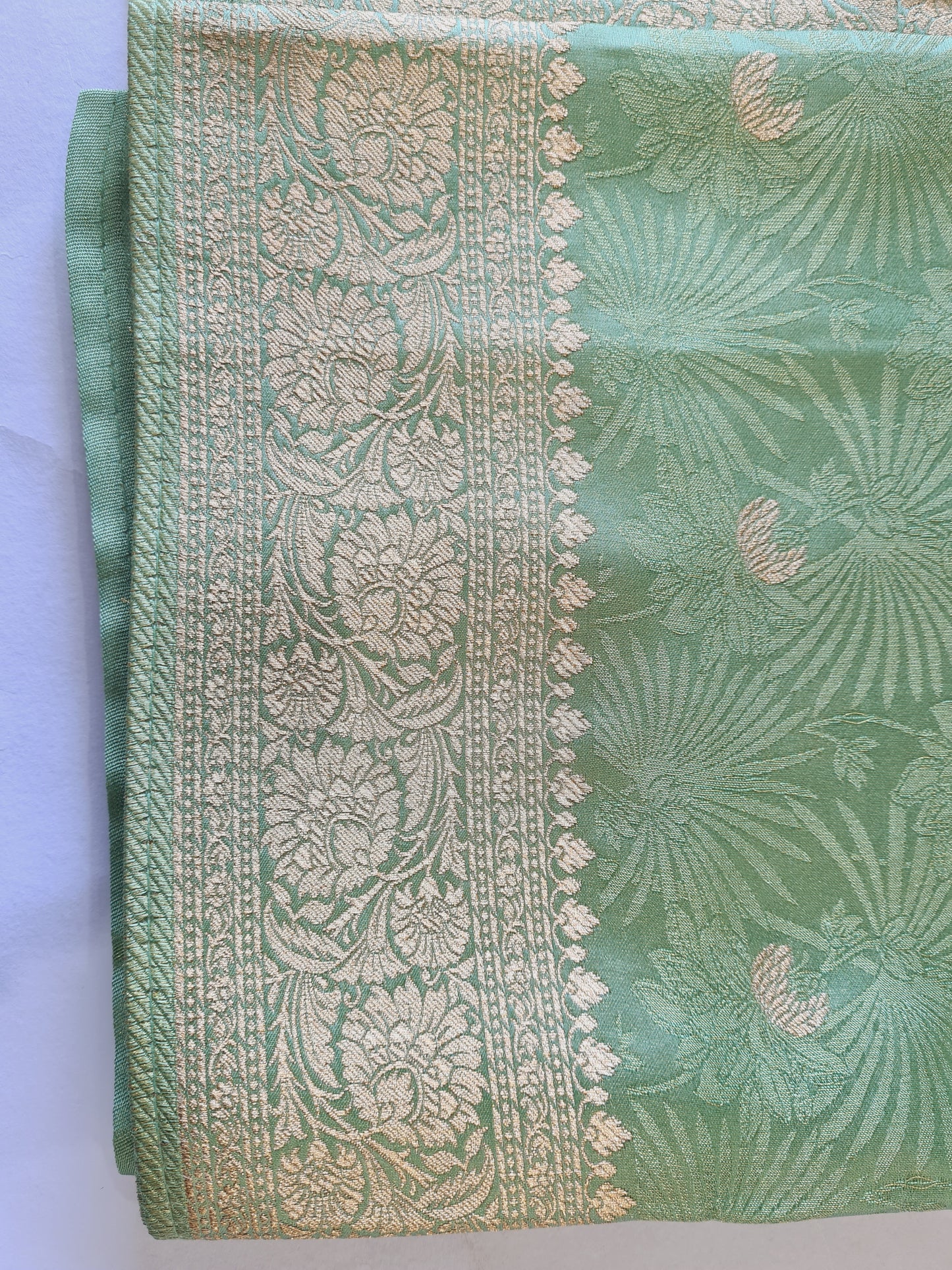 Pure Mashru Zari Green