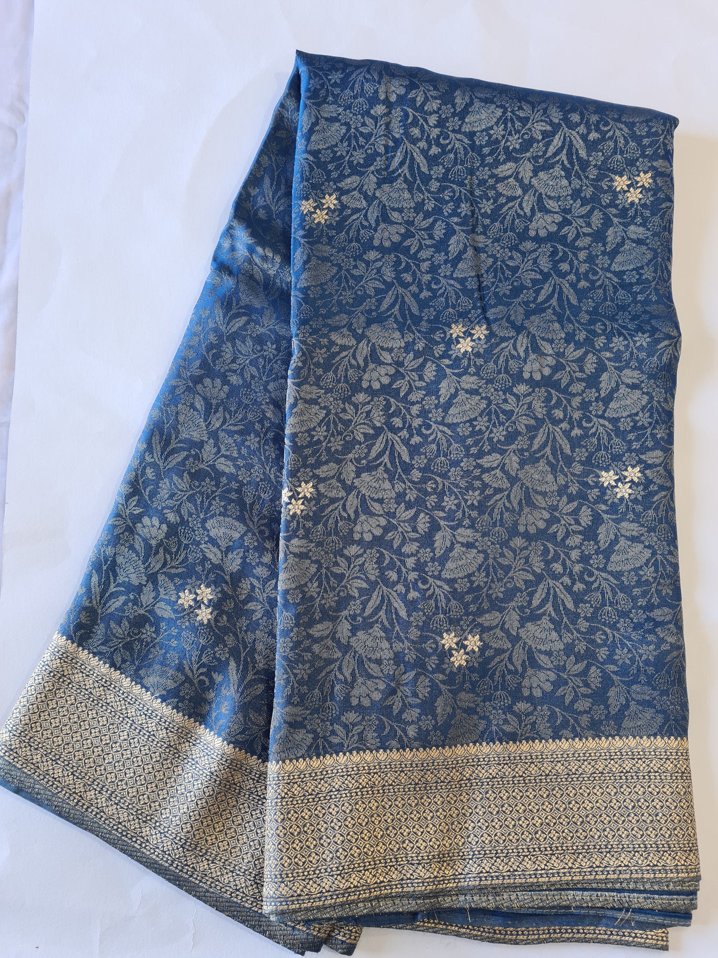 Pure Mashru Zari Peacock blue