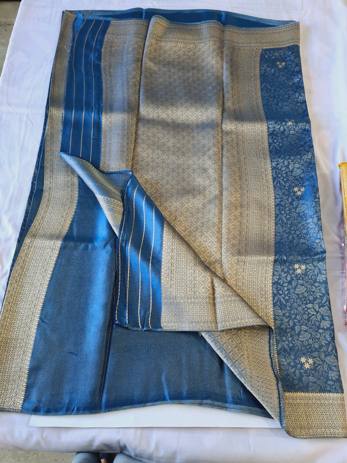 Pure Mashru Zari Peacock blue