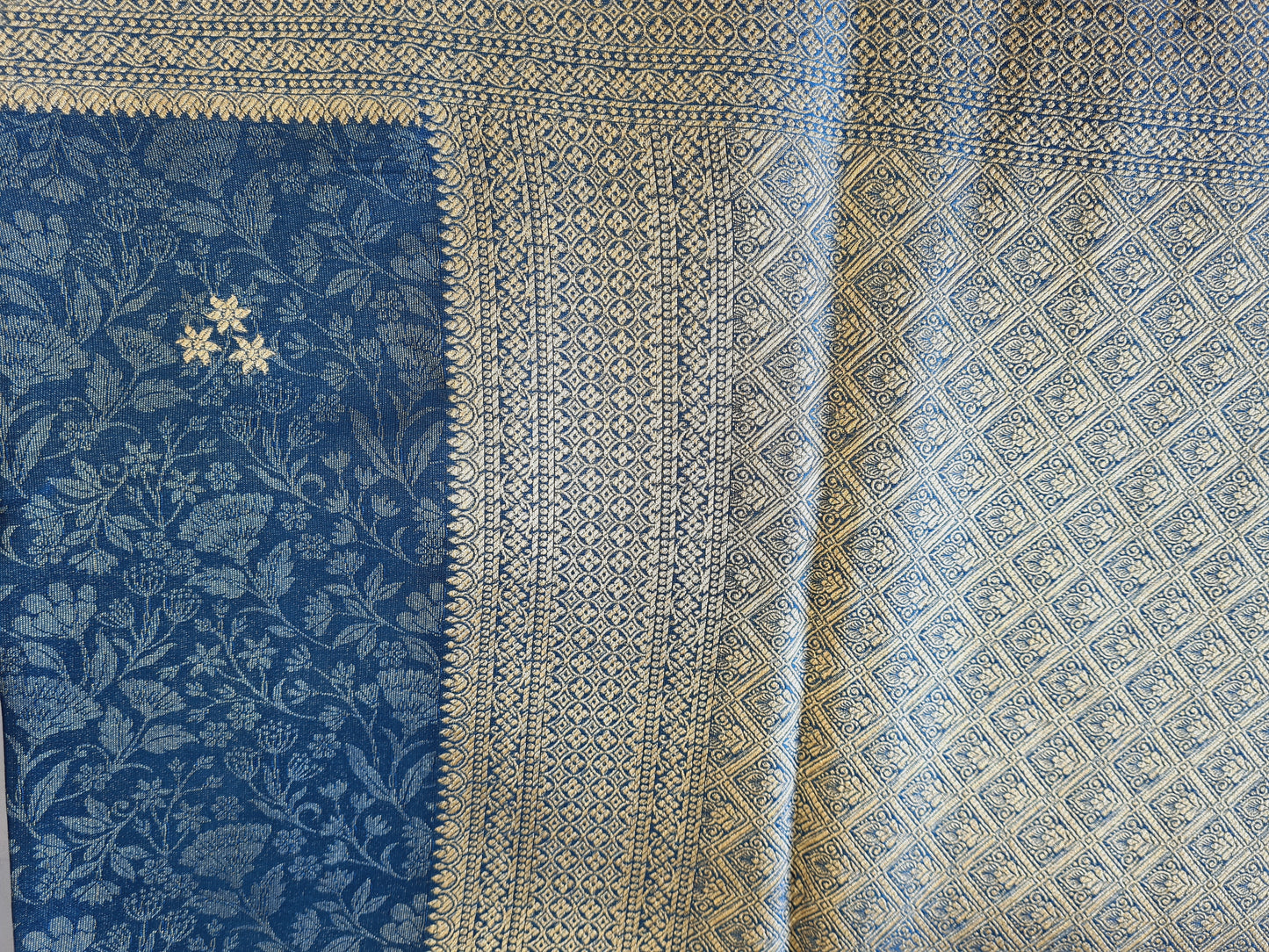 Pure Mashru Zari Peacock blue