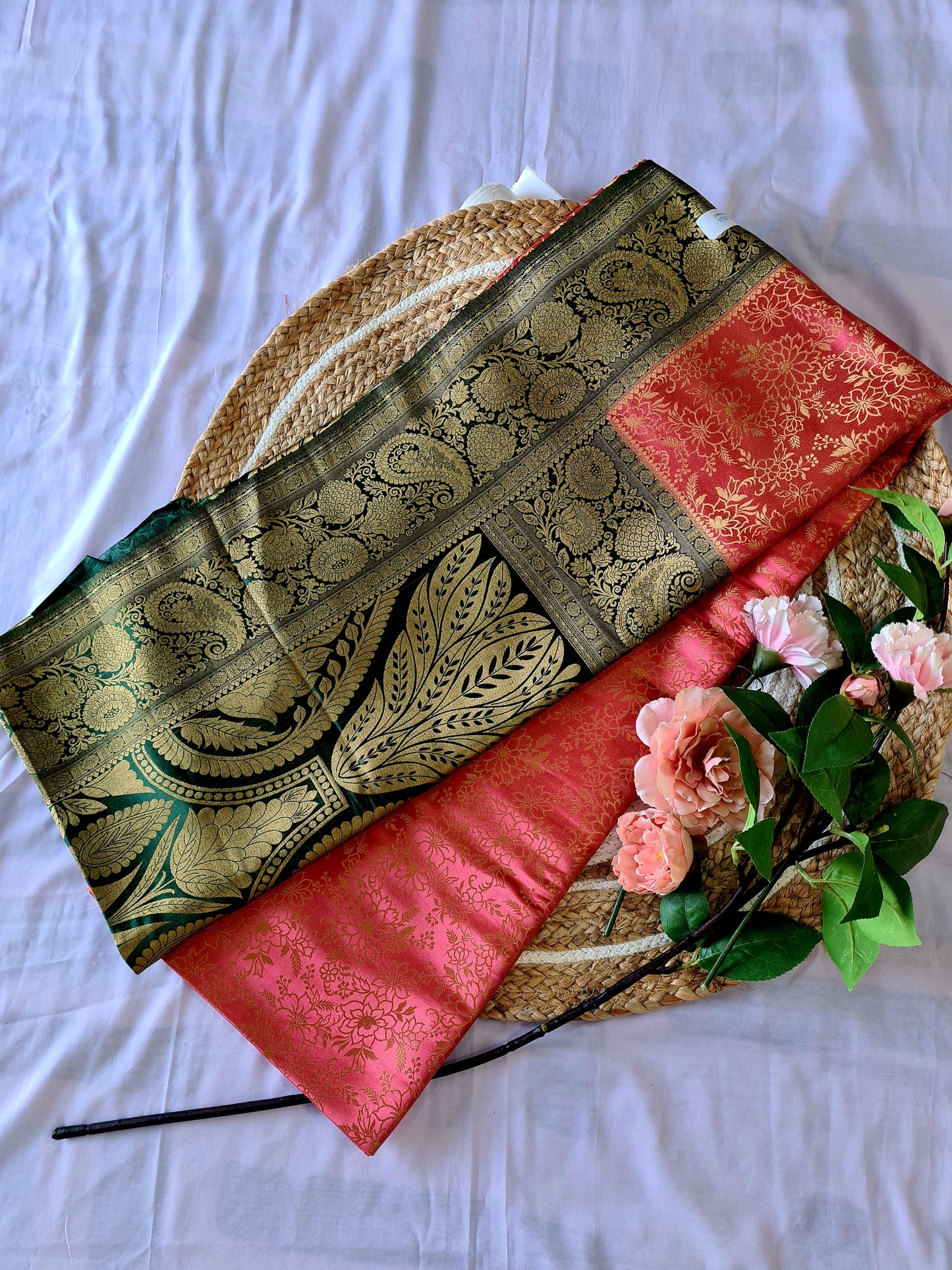 Pashmina contrast Coral Pink