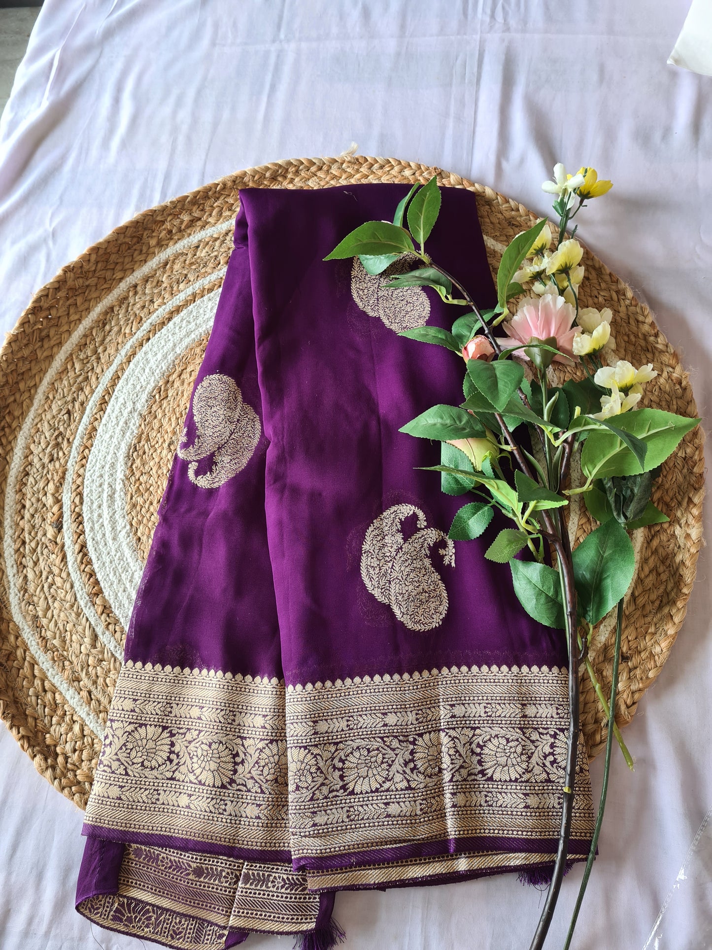 Chiffon Banarasi Royal Purple