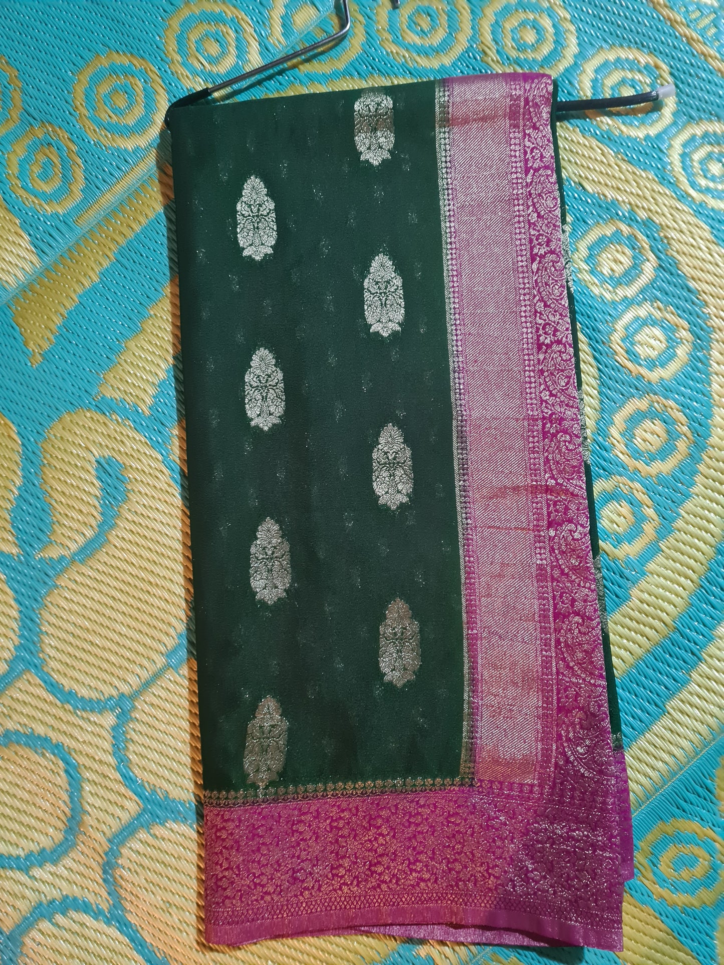 Green Geogette Banarasi saree