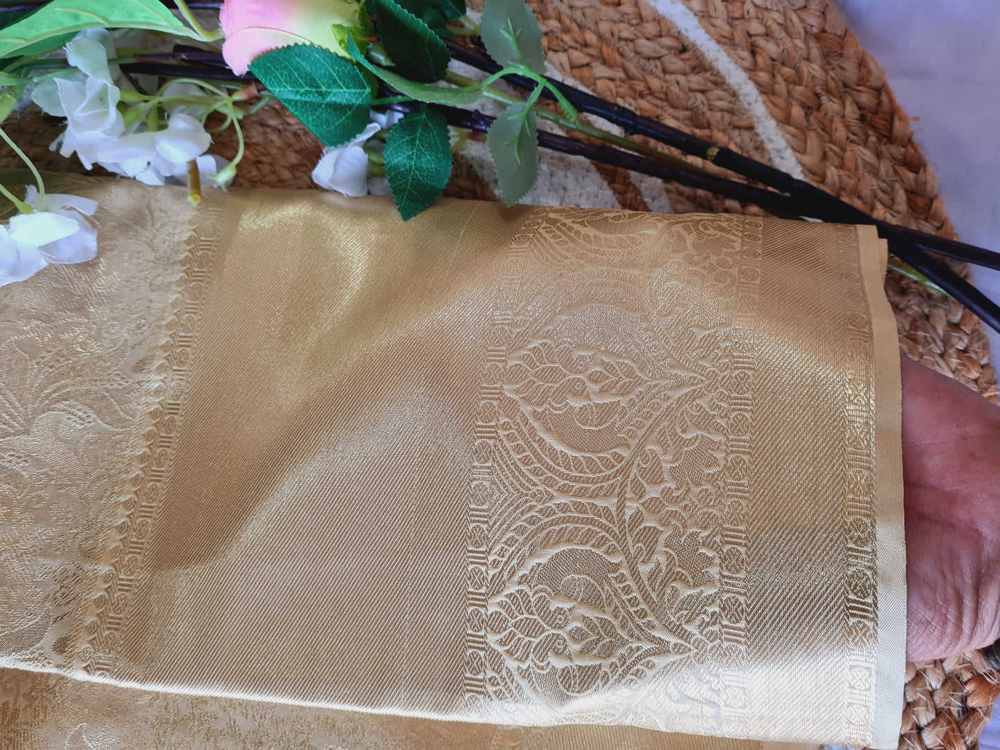 Semi Kanchi Gold saree
