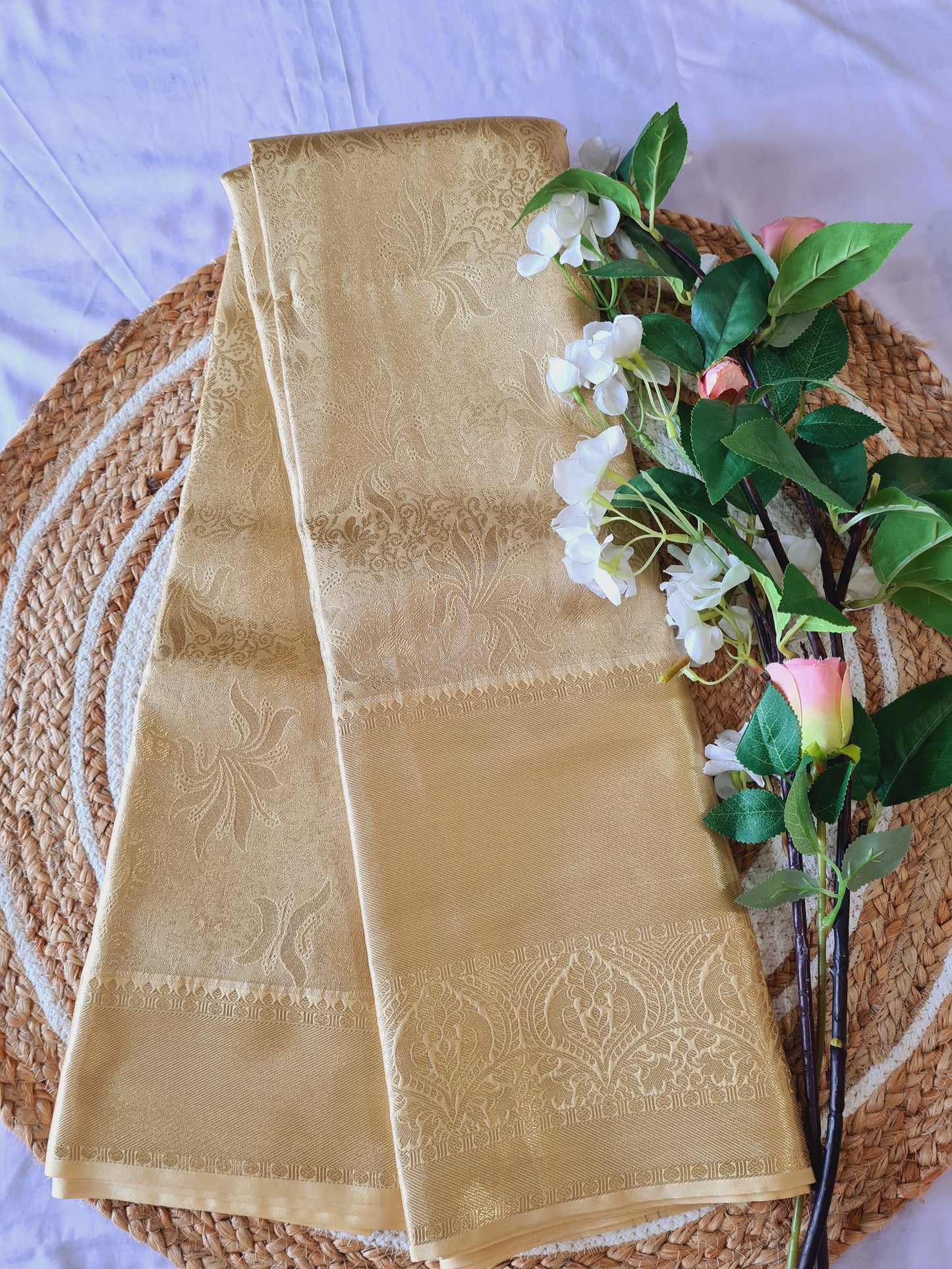 Semi Kanchi Gold saree