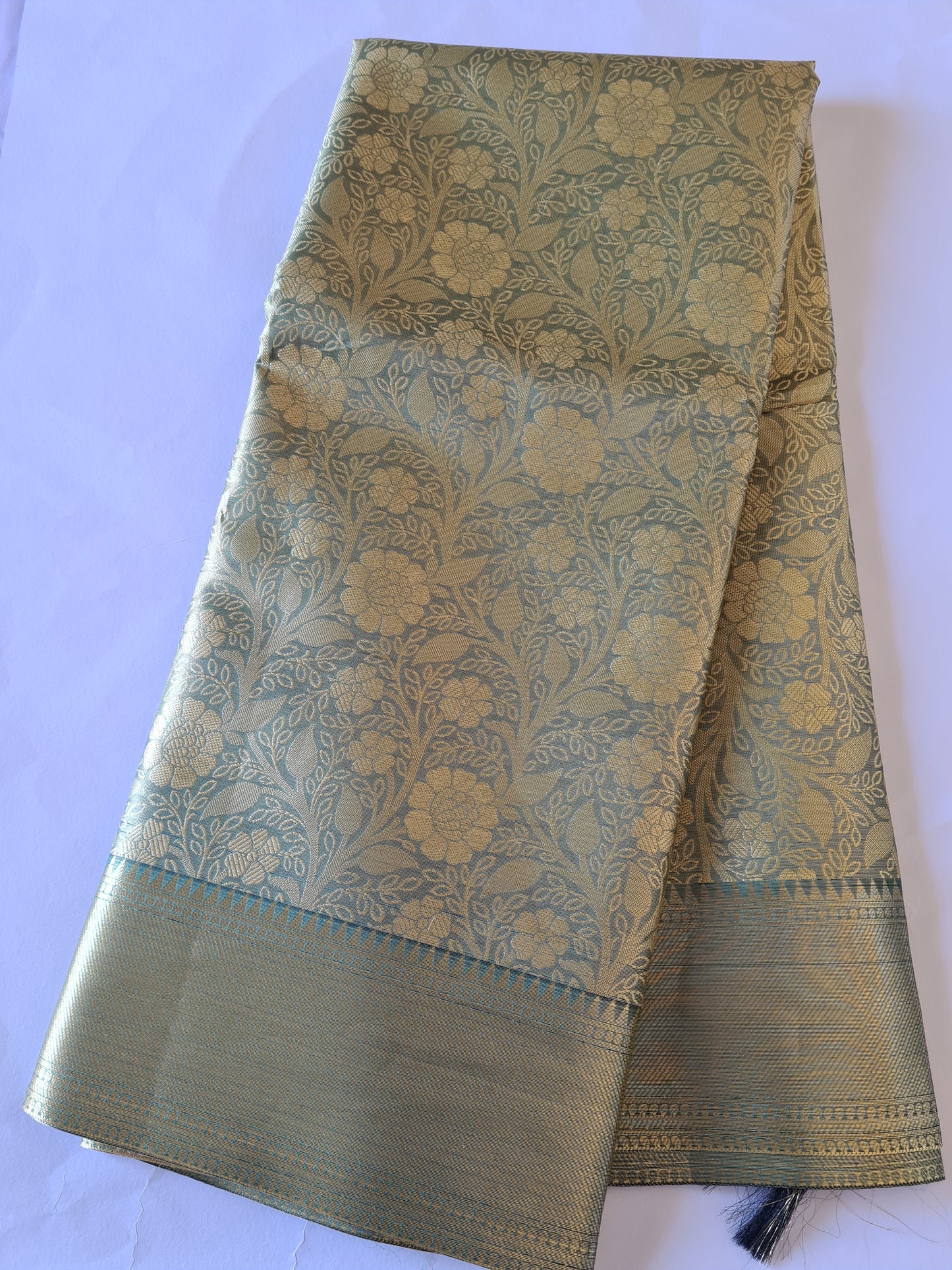 Banarasi Gold Tissue Dark Green