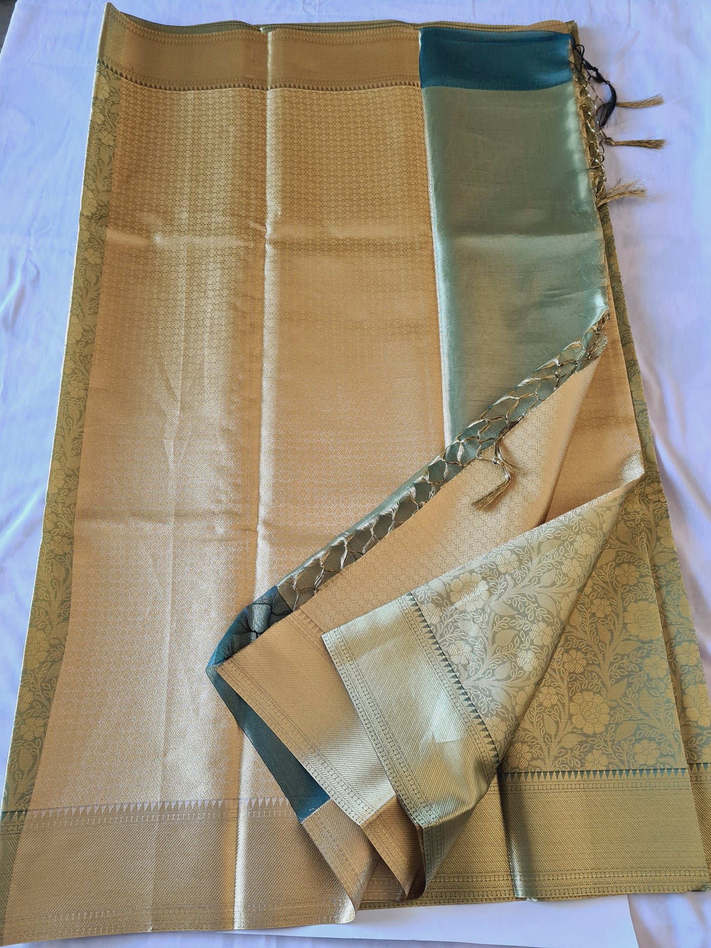 Banarasi Gold Tissue Dark Green