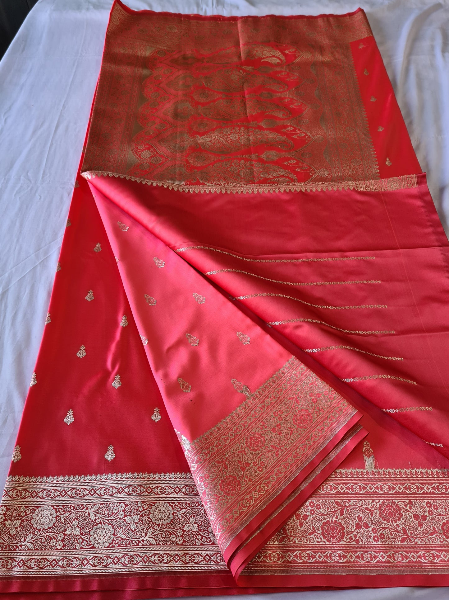 Coral Pink Mashru Katan Silk