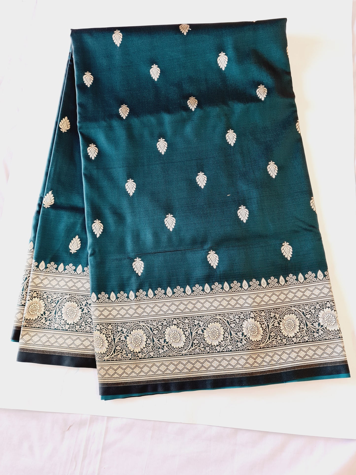 Pine green Mashru Katan Silk