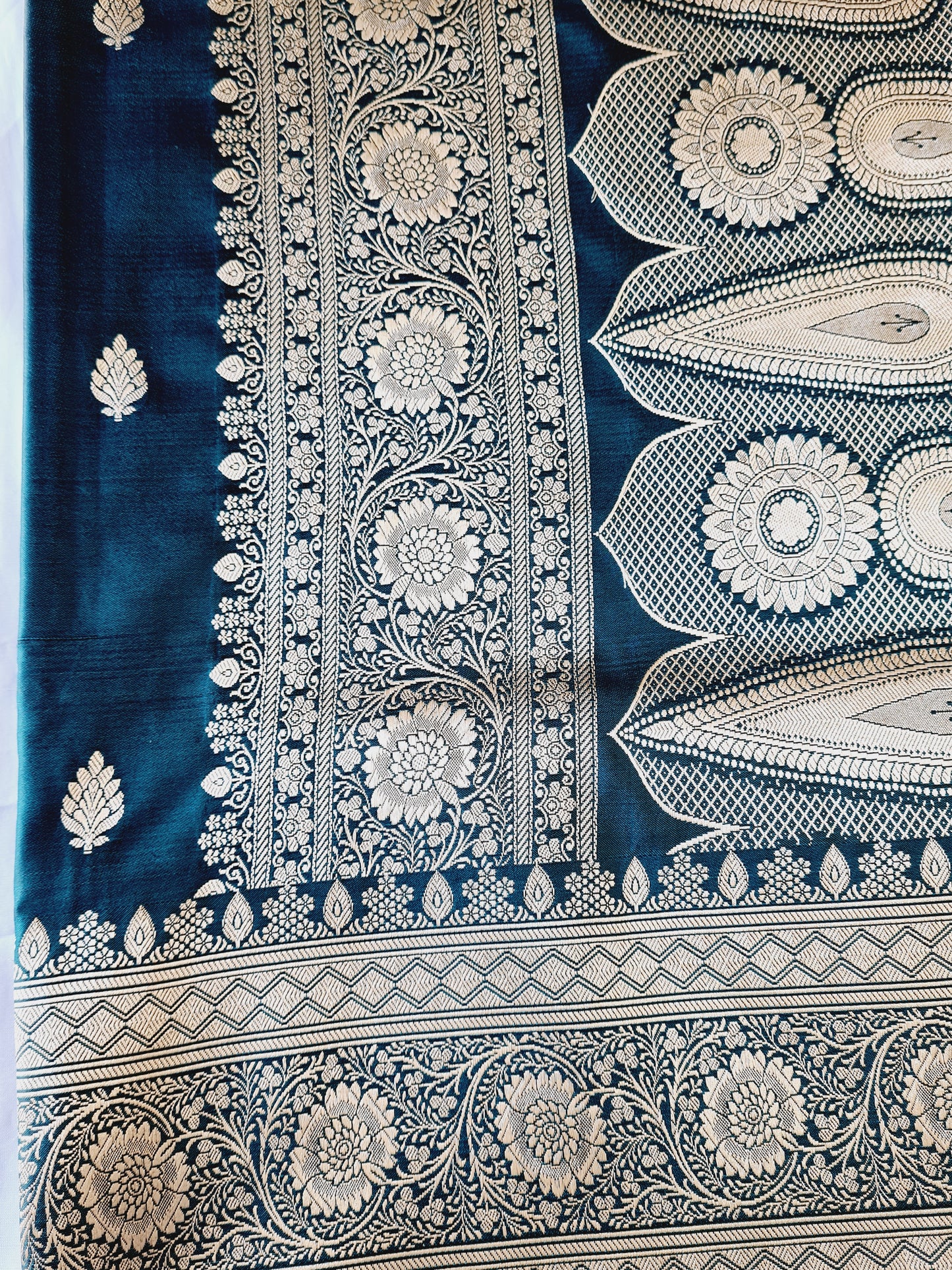Pine green Mashru Katan Silk