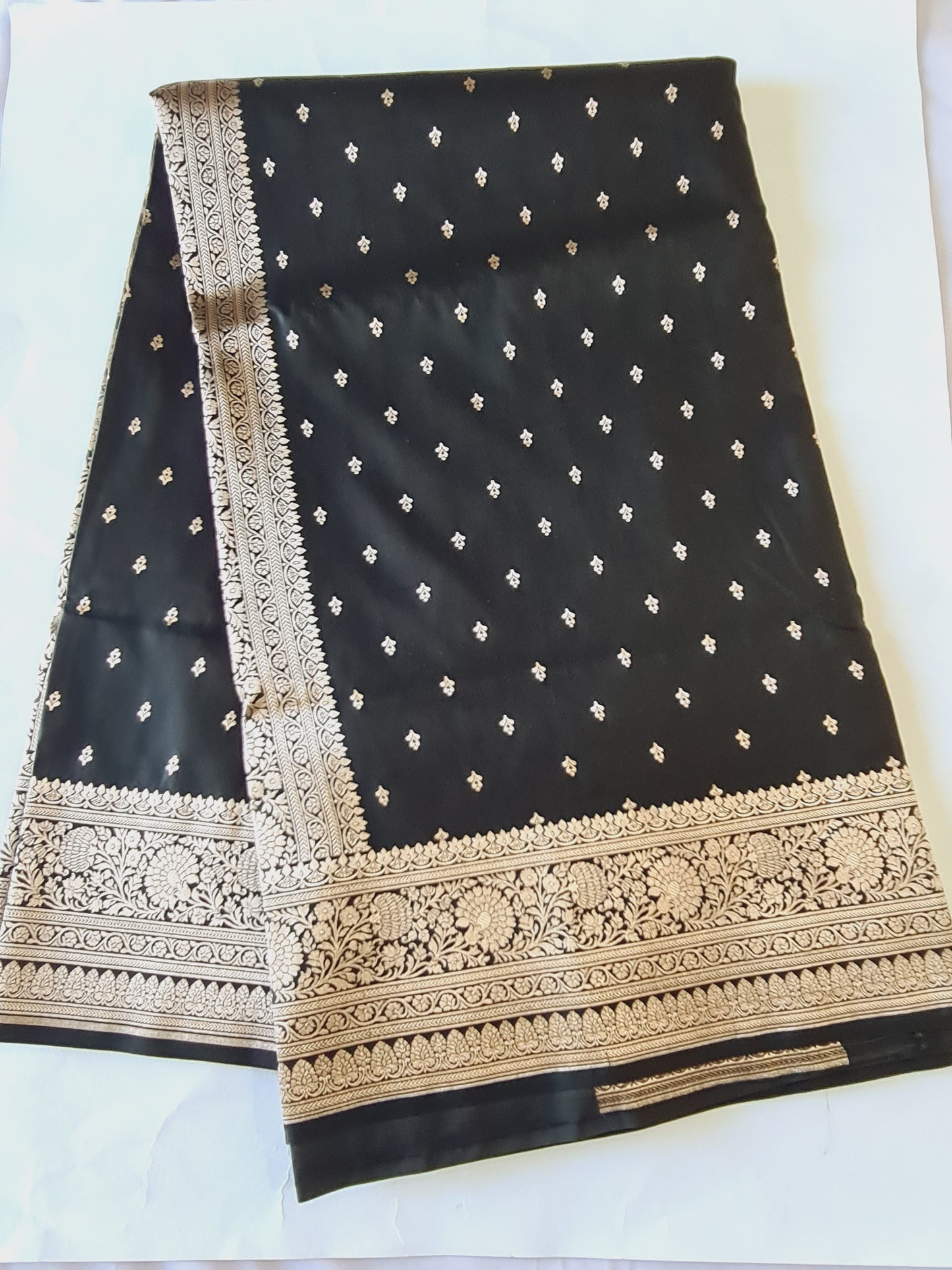 Classic Black Mashru Katan silk saree