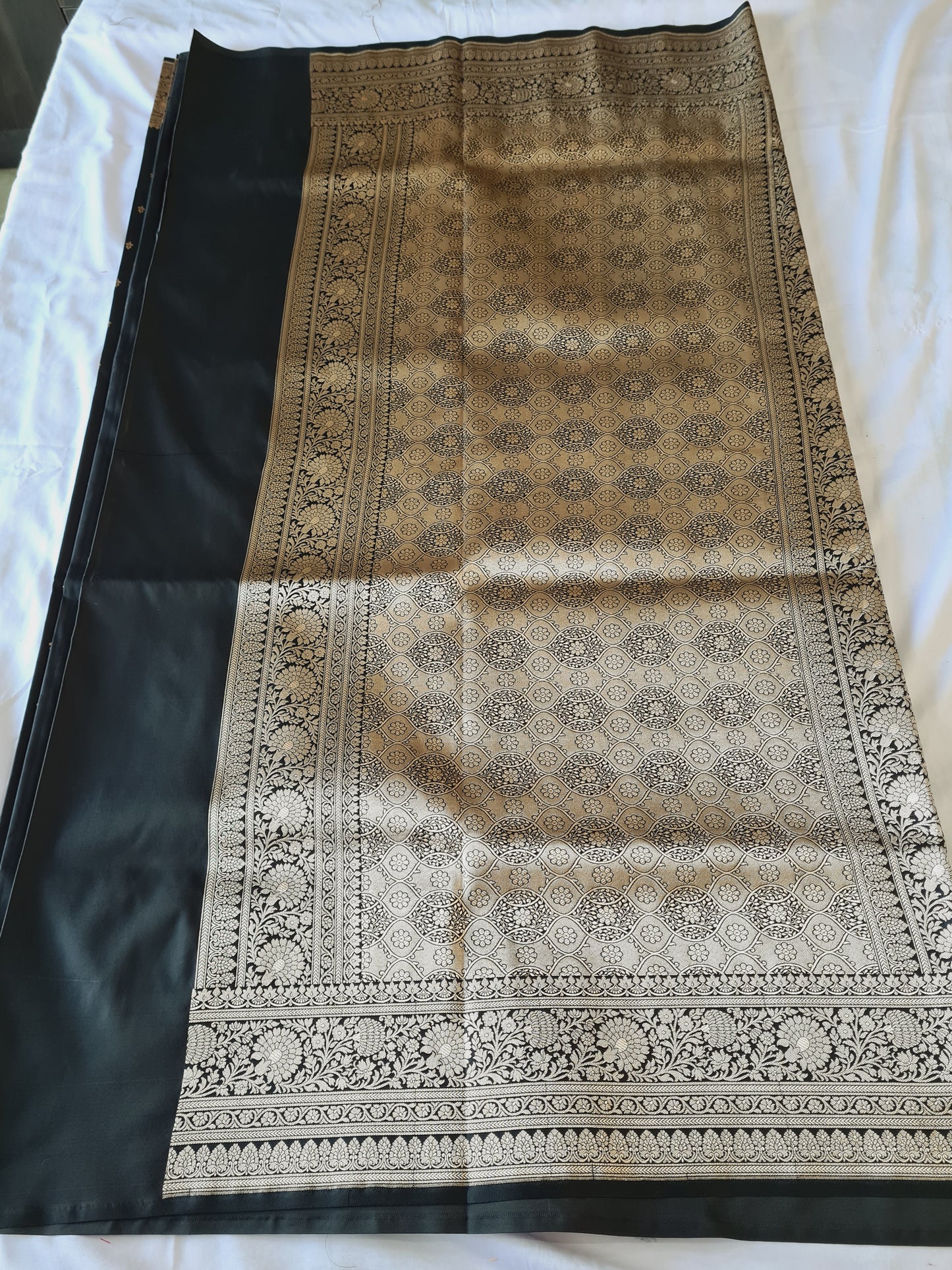 Classic Black Mashru Katan silk saree
