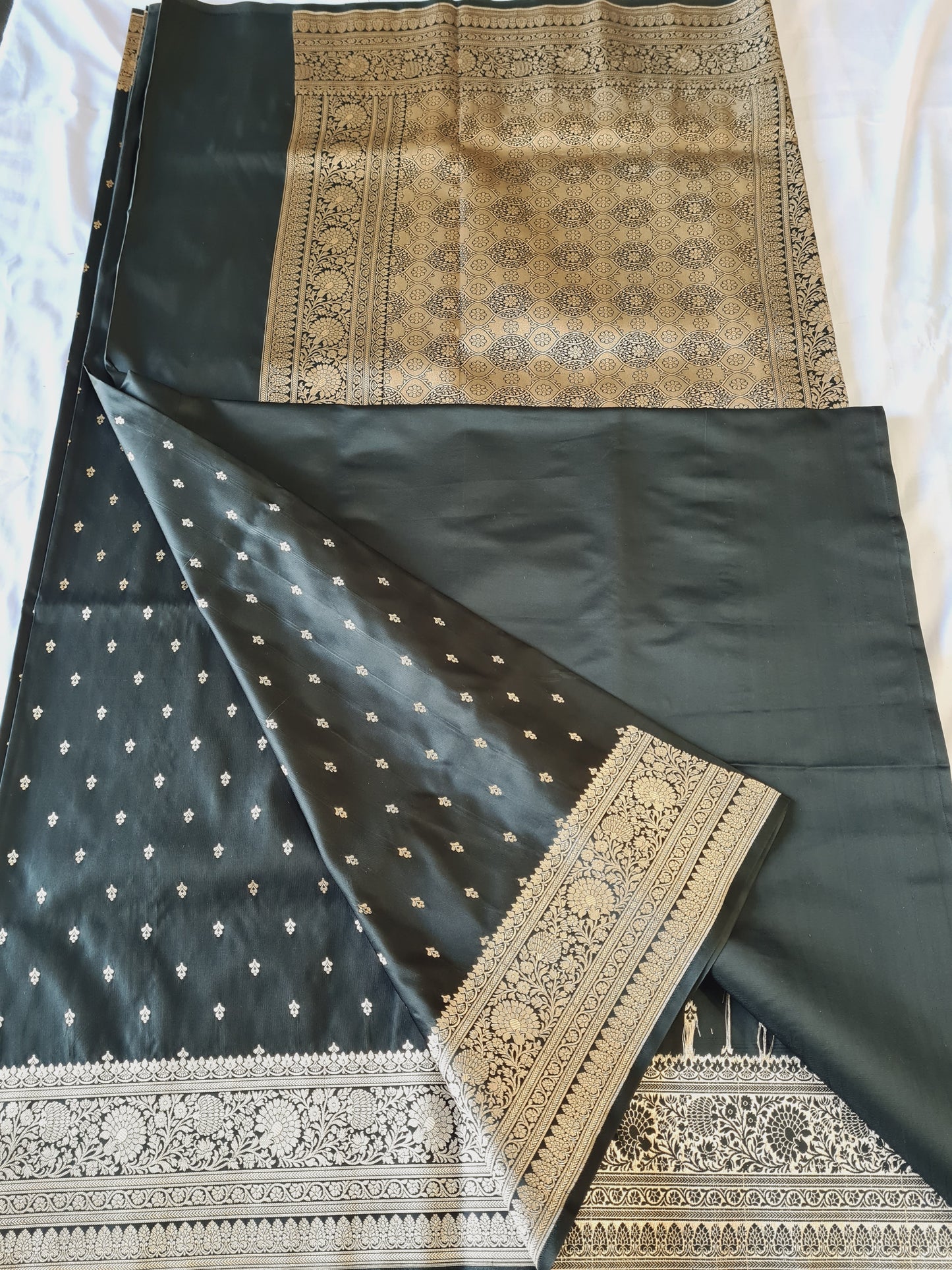 Classic Black Mashru Katan silk saree