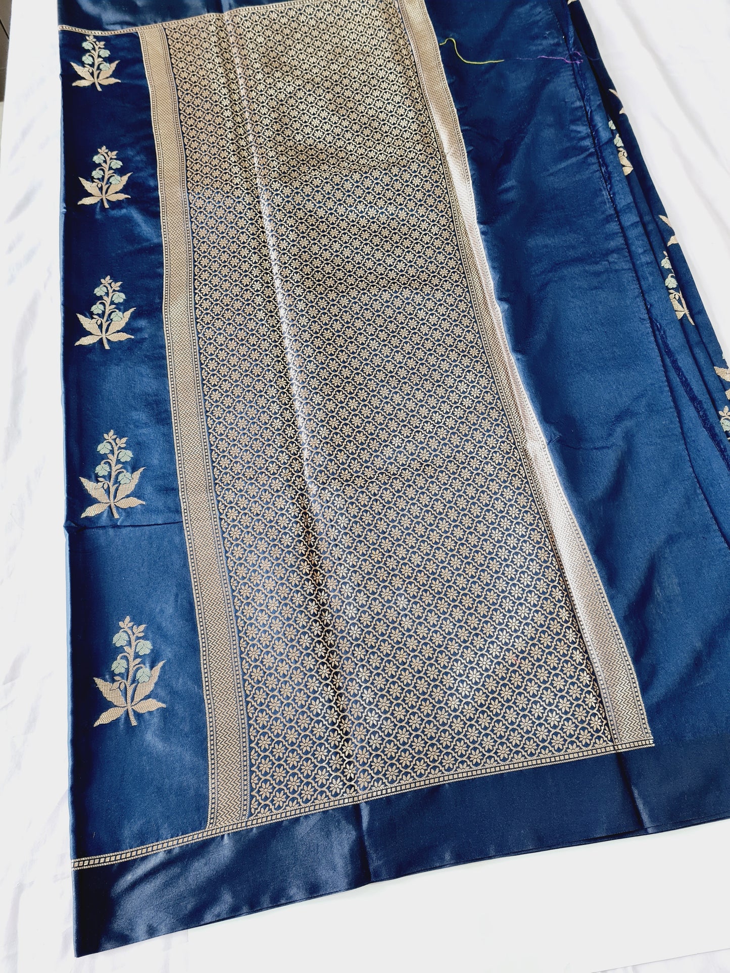 Pure Raw Mango Peacock blue saree