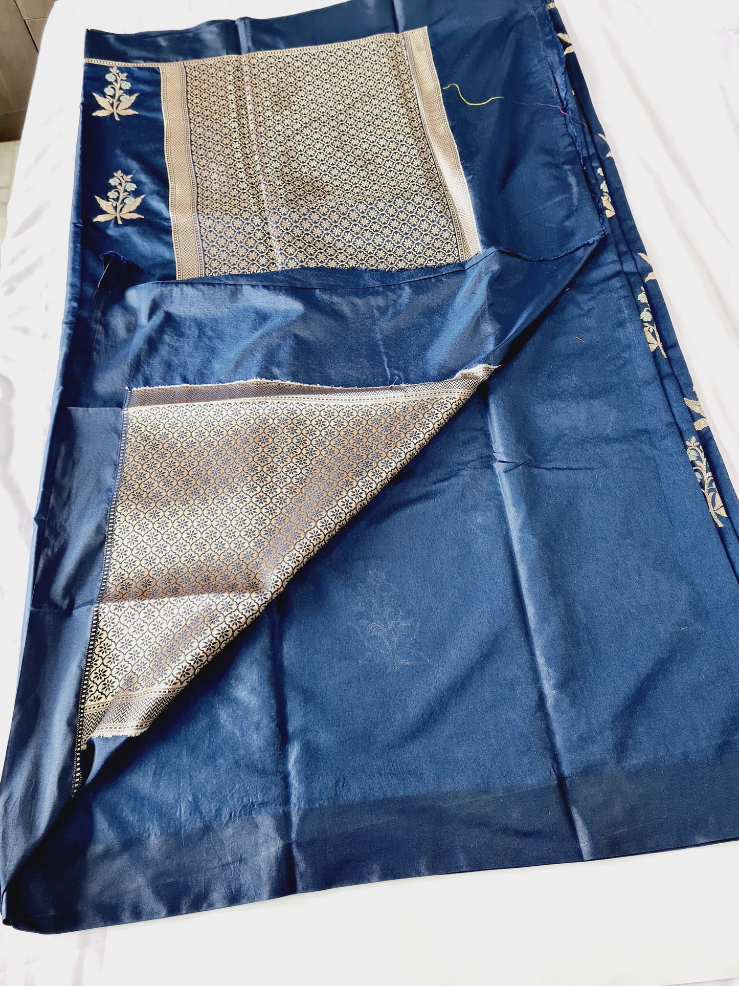 Pure Raw Mango Peacock blue saree