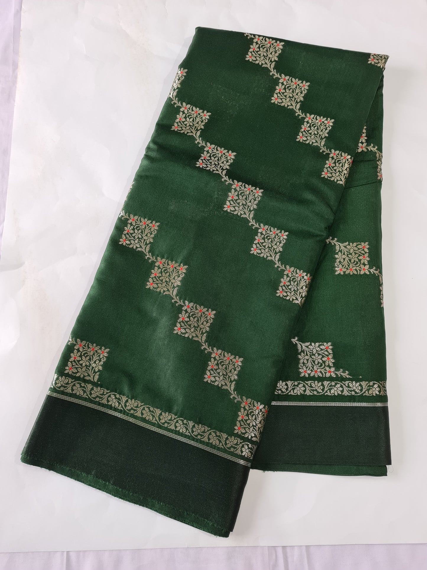 Pure Raw Mango Bottle Green saree
