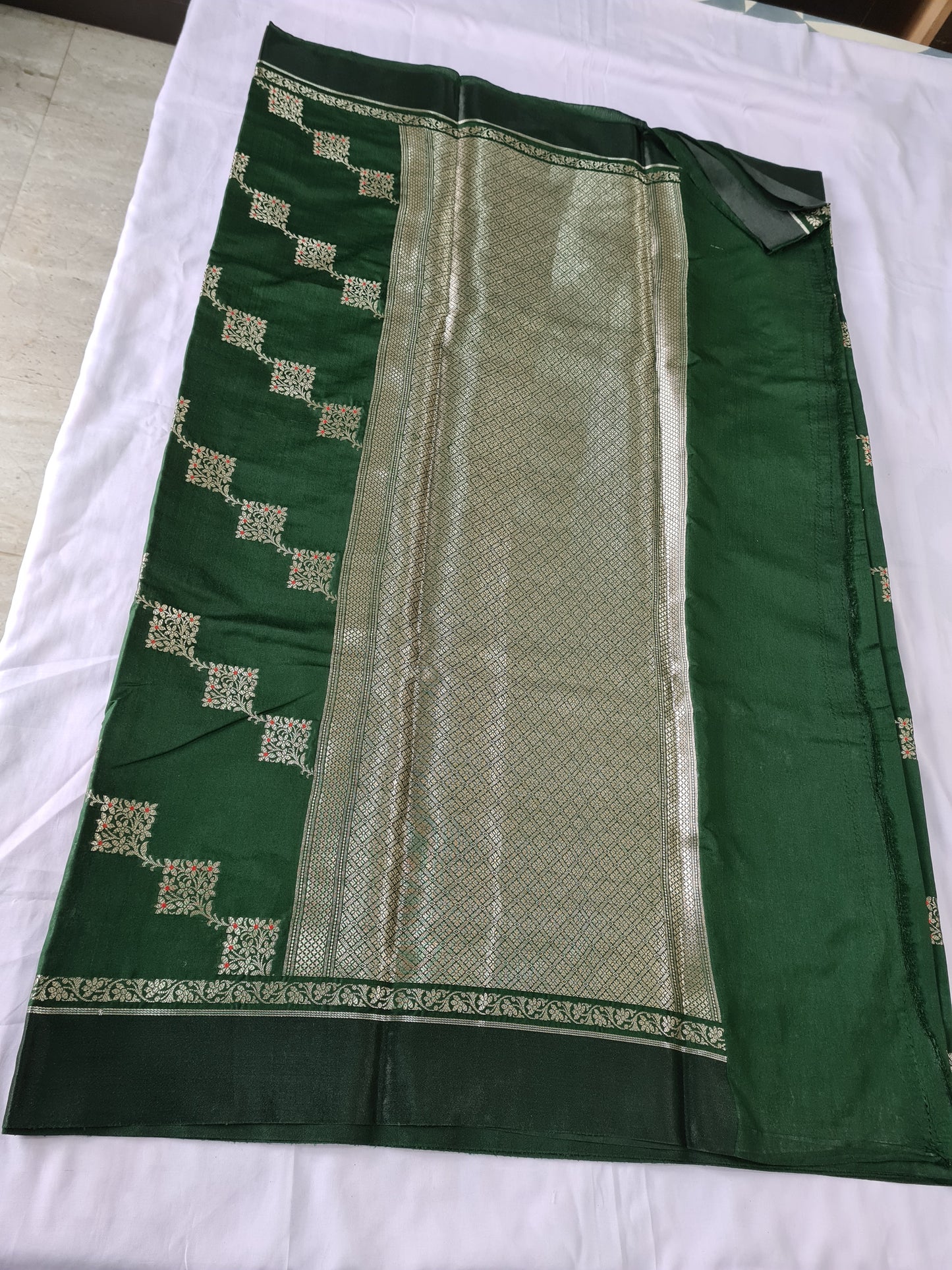 Pure Raw Mango Bottle Green saree