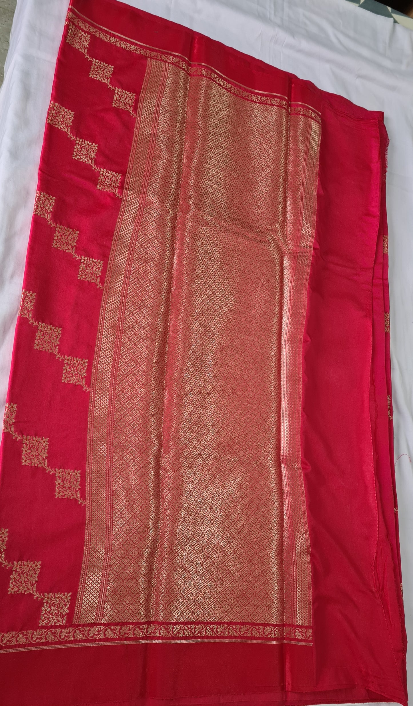Pure Raw Mango Pomogranate Red saree