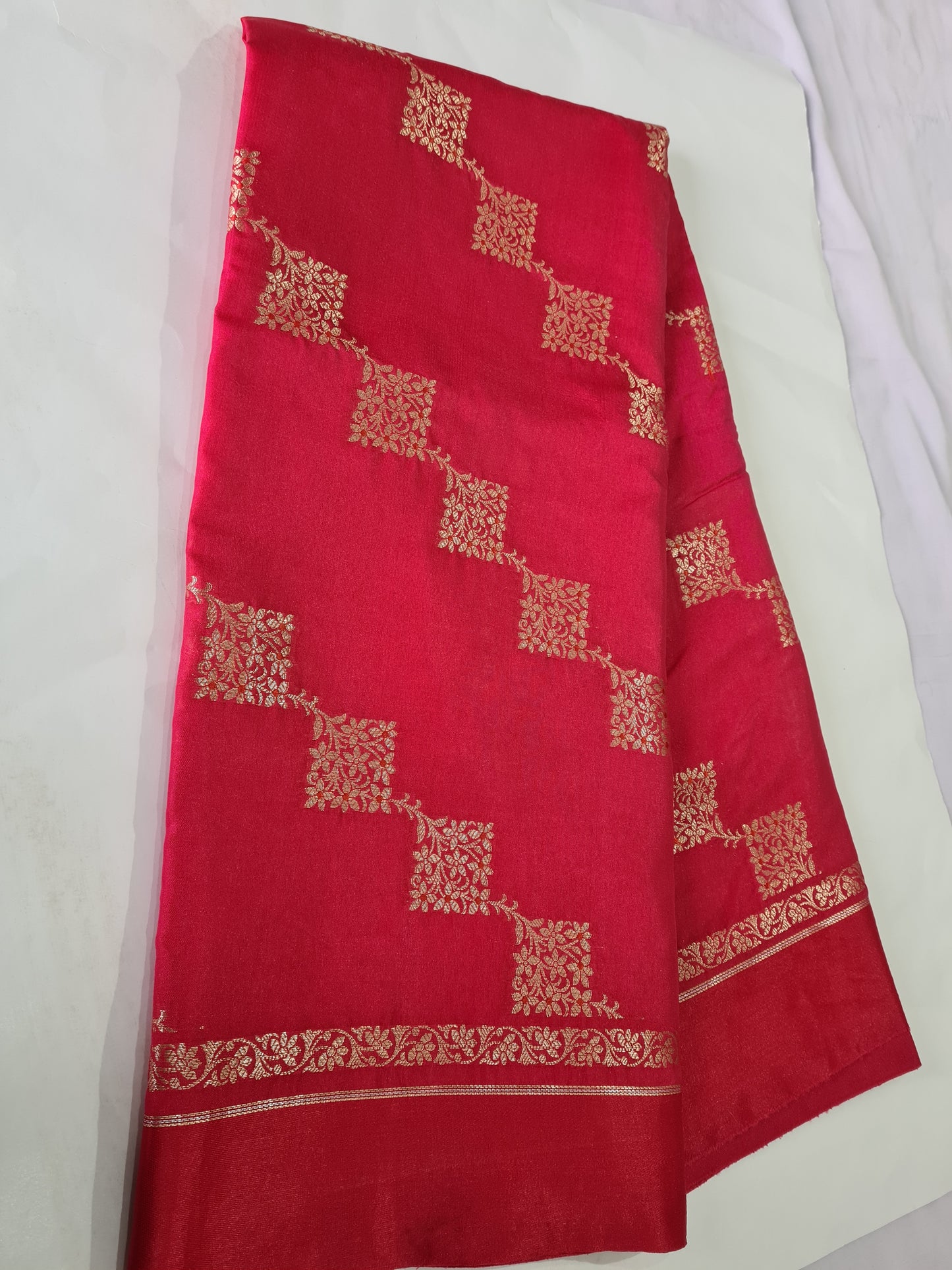 Pure Raw Mango Pomogranate Red saree