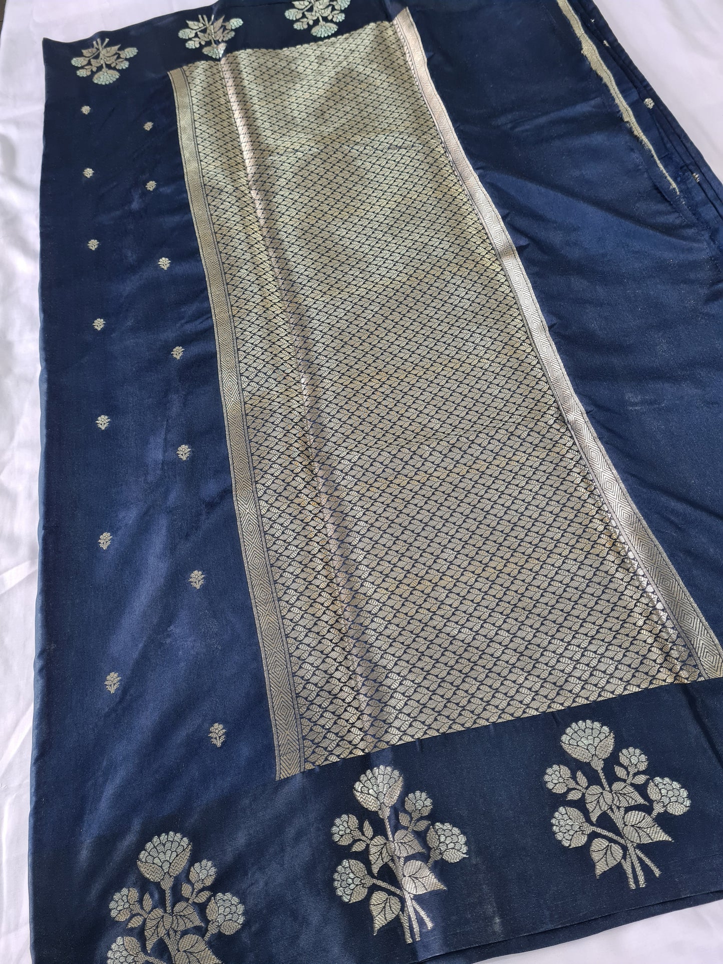 Pure Raw Mango Midnight blue saree