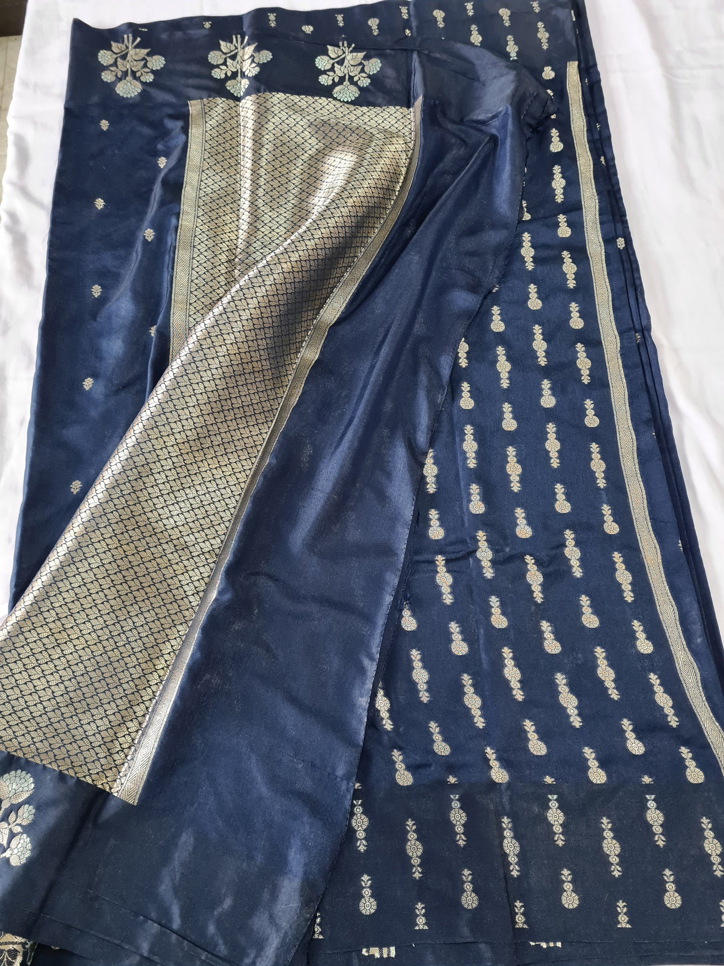 Pure Raw Mango Midnight blue saree