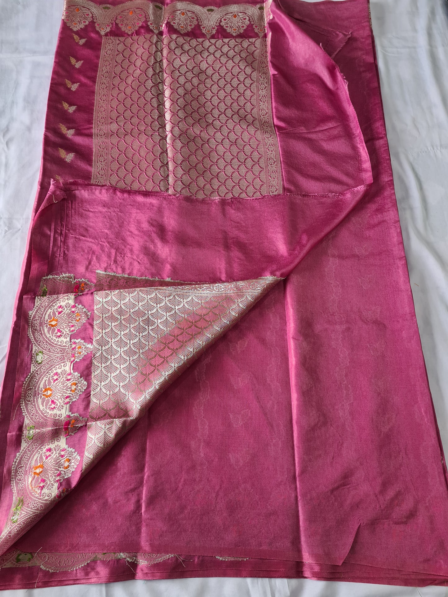 Pure Raw Mango Lavender Pink saree