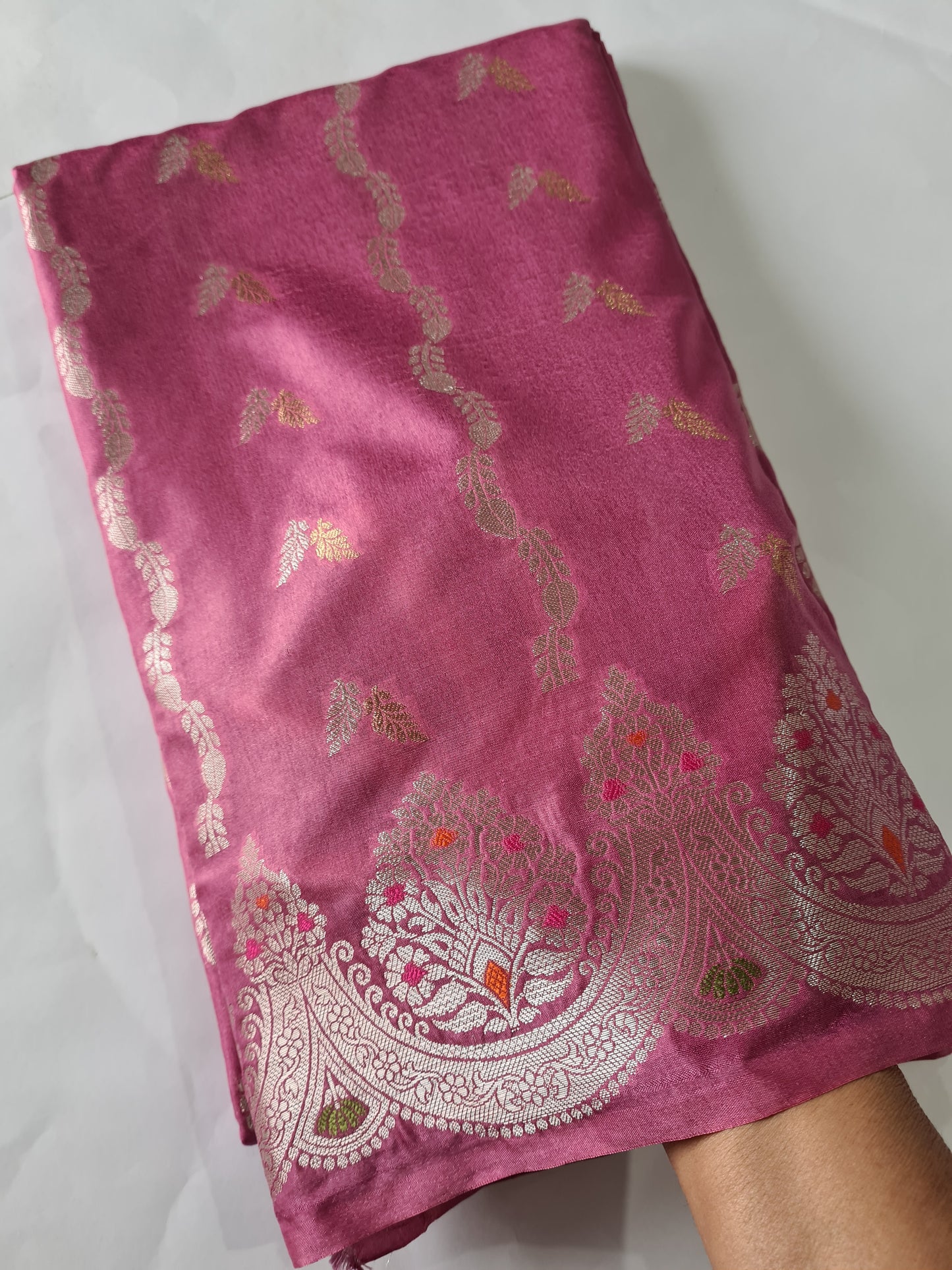 Pure Raw Mango Lavender Pink saree