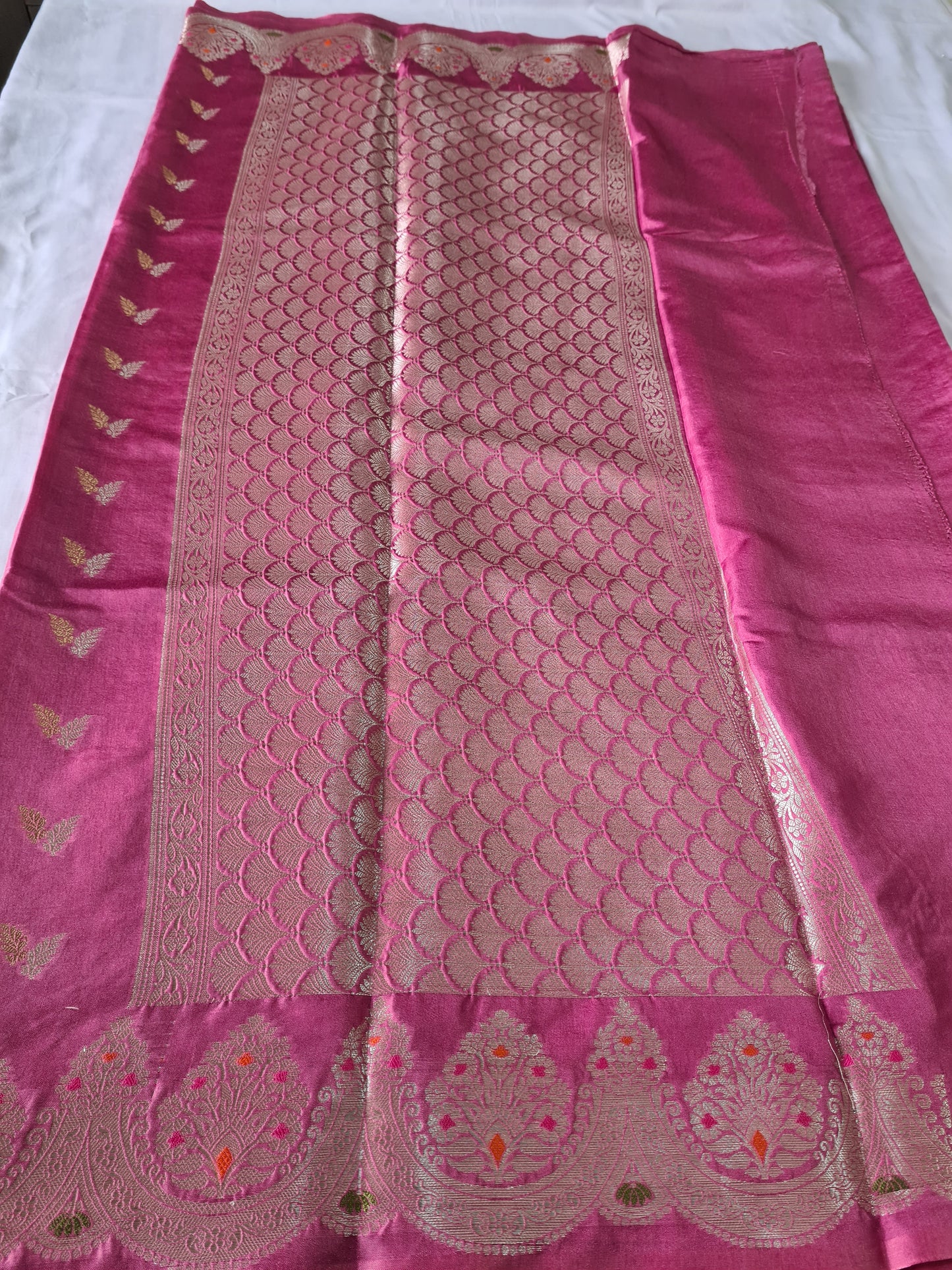 Pure Raw Mango Lavender Pink saree