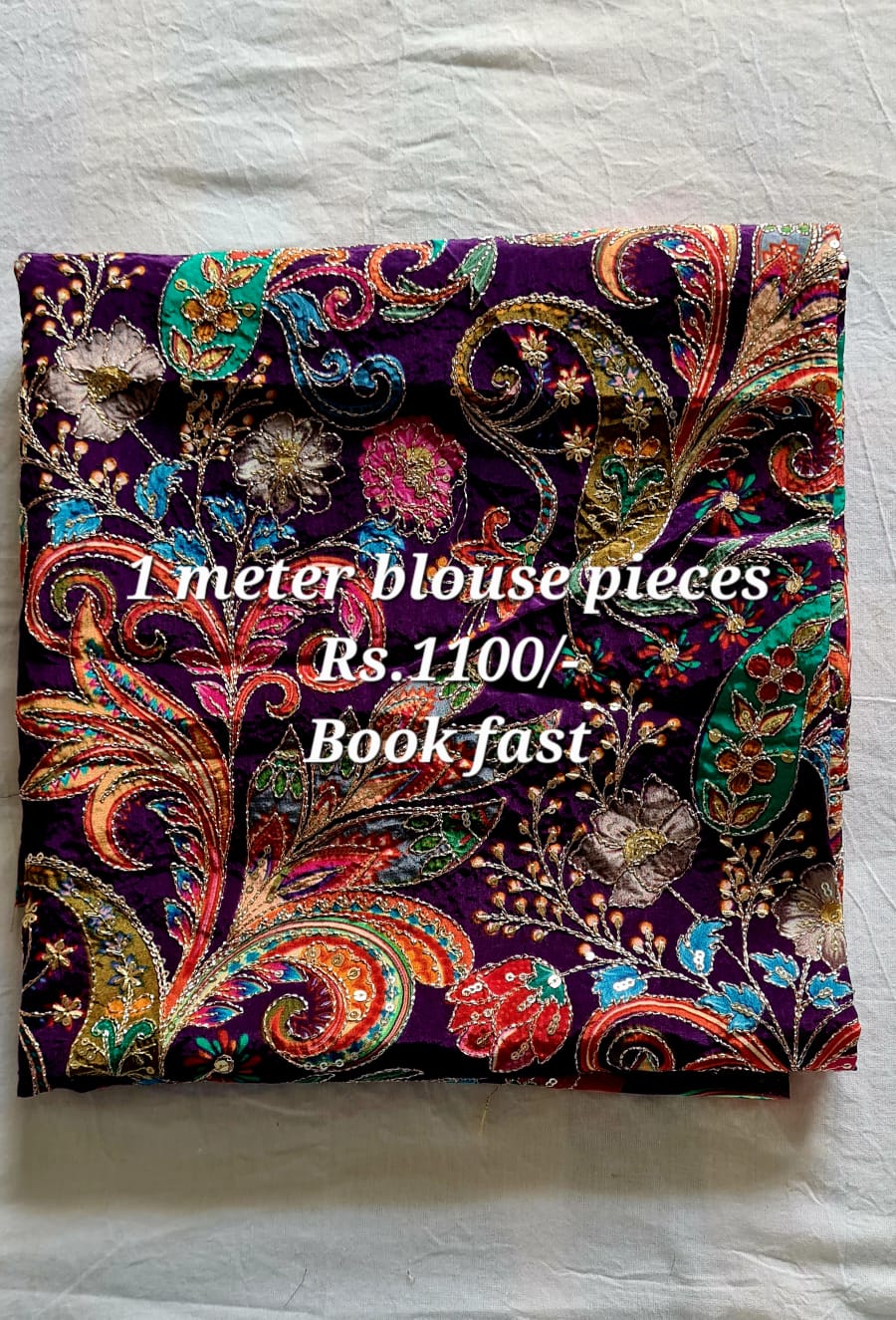 Pure Crape Pen Kalamkari Blouse piece Deep Purple