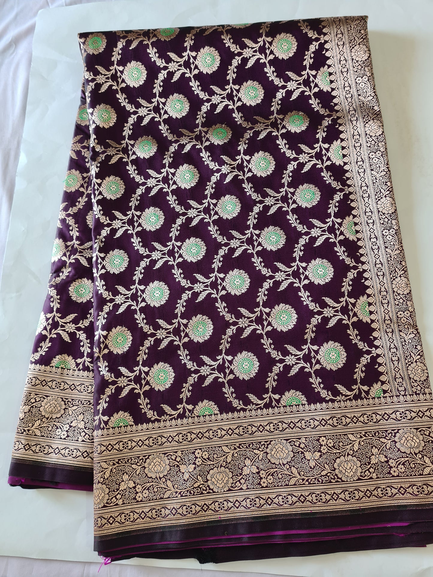Purple Meenakari Mashru Katan silk