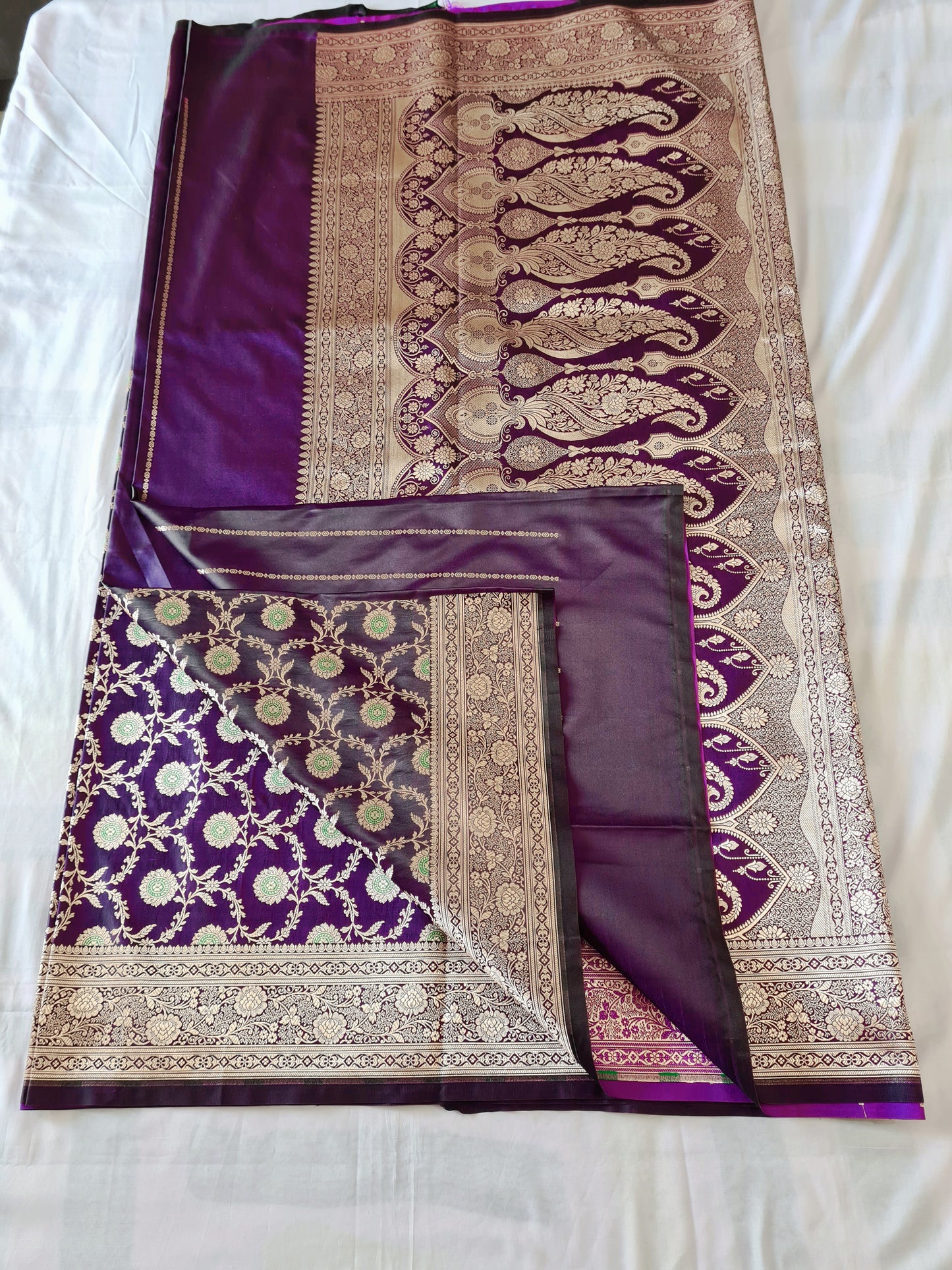 Purple Meenakari Mashru Katan silk