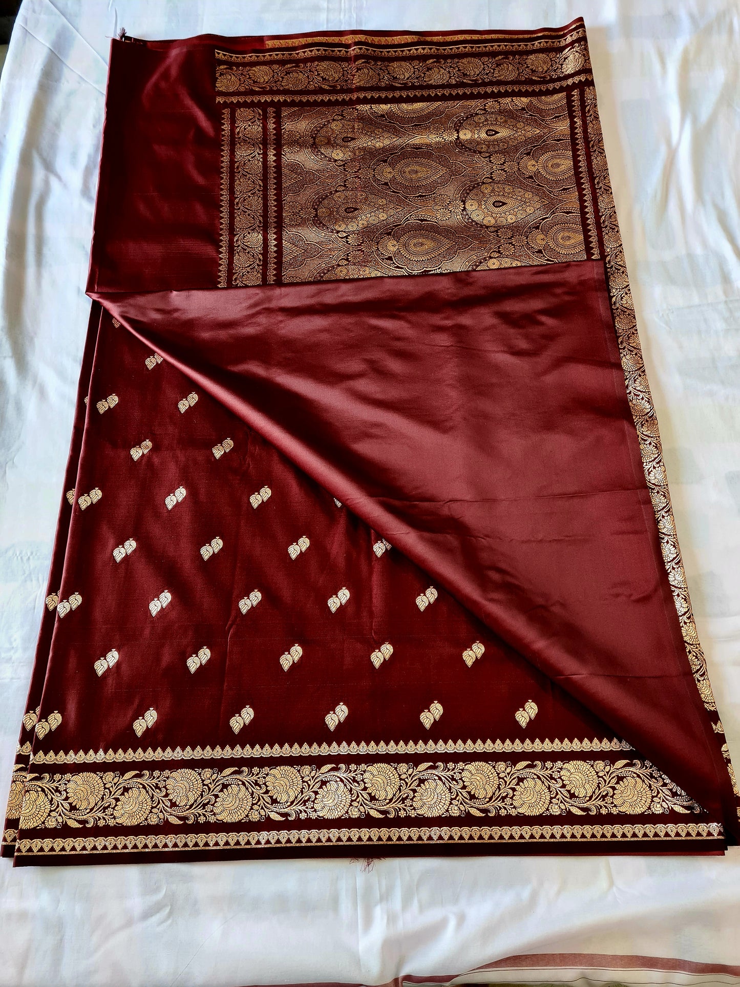 Coffee Brown Mashru Katan silk saree