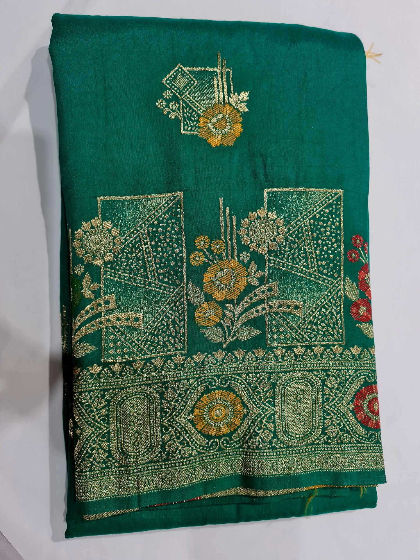 Raw Silk with Meena Zari Sea Green