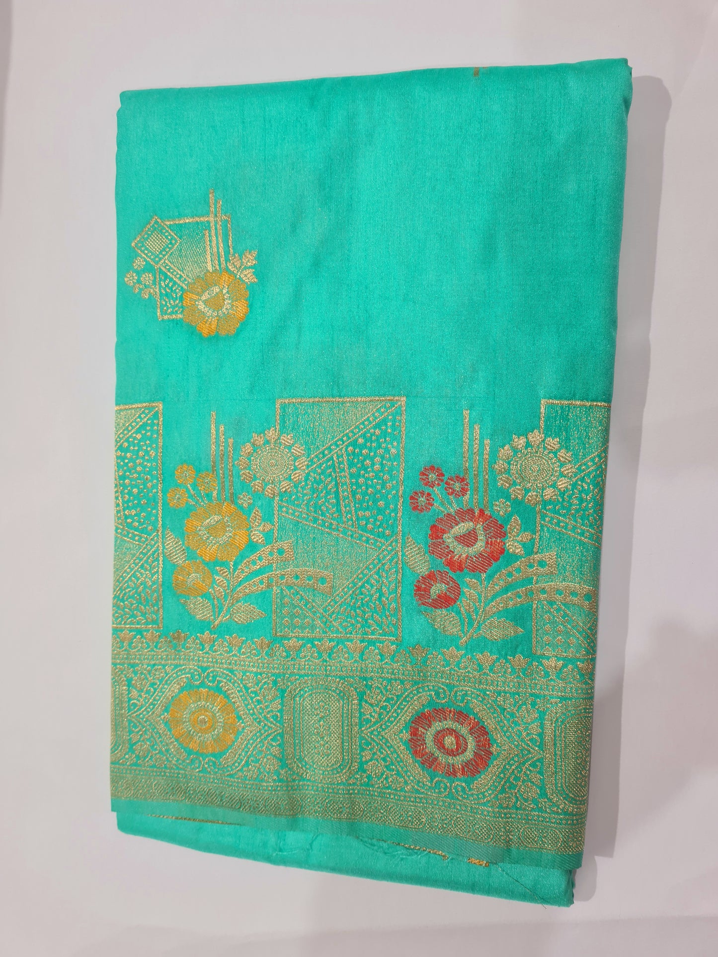 Raw Silk with Meena Zari Light Blue