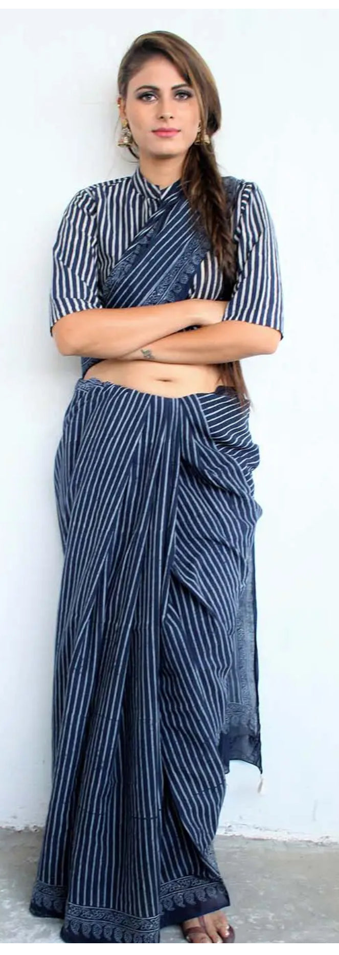 Purplish Blue Cotton Tissue saree