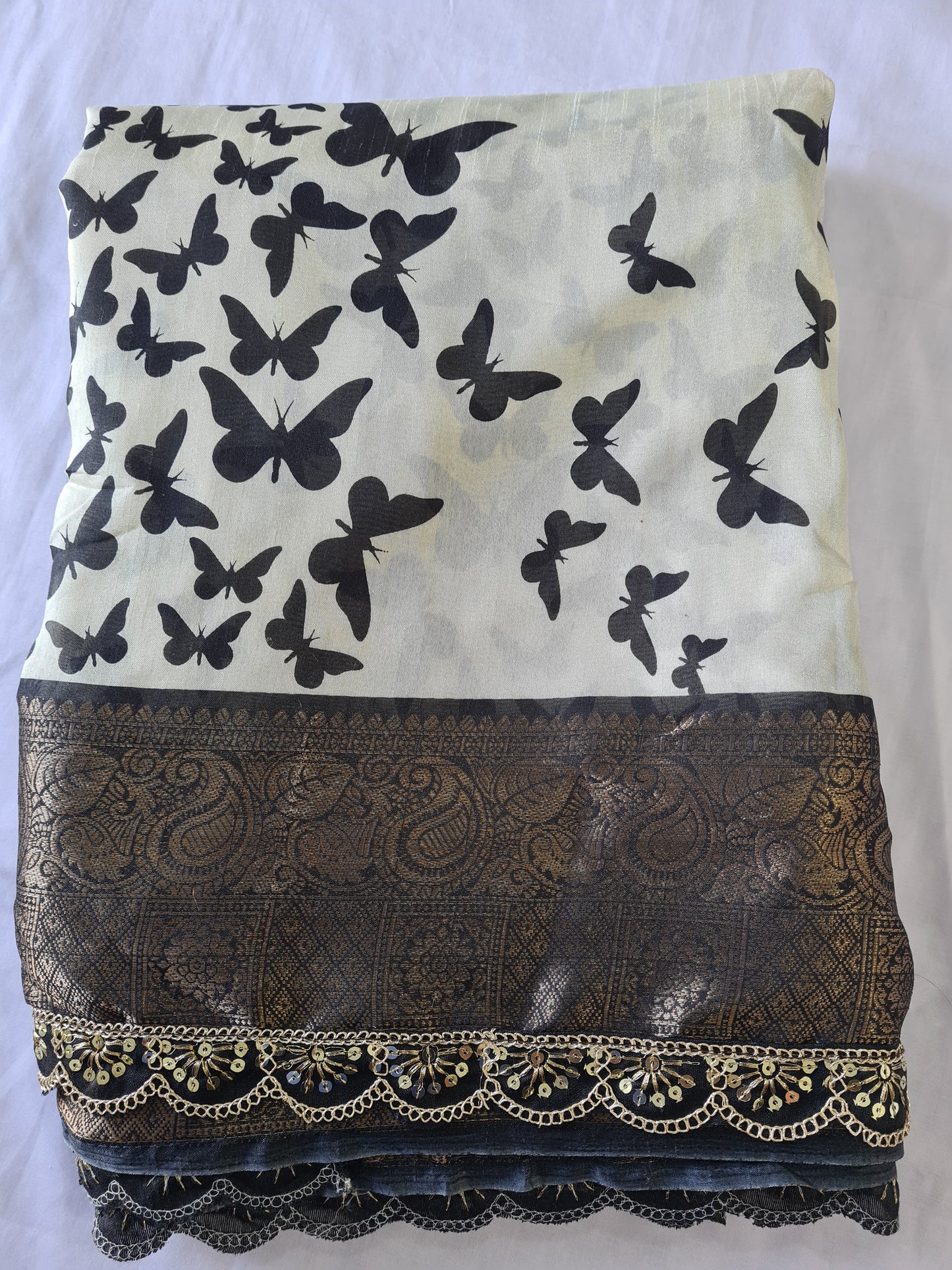 Dola Silk B&W Butterflies