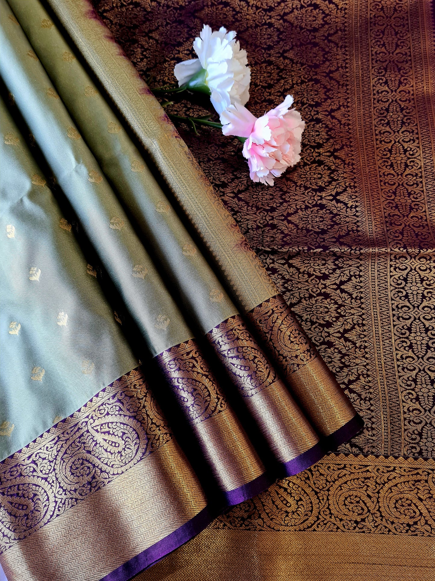 Grey Green Soft Silk