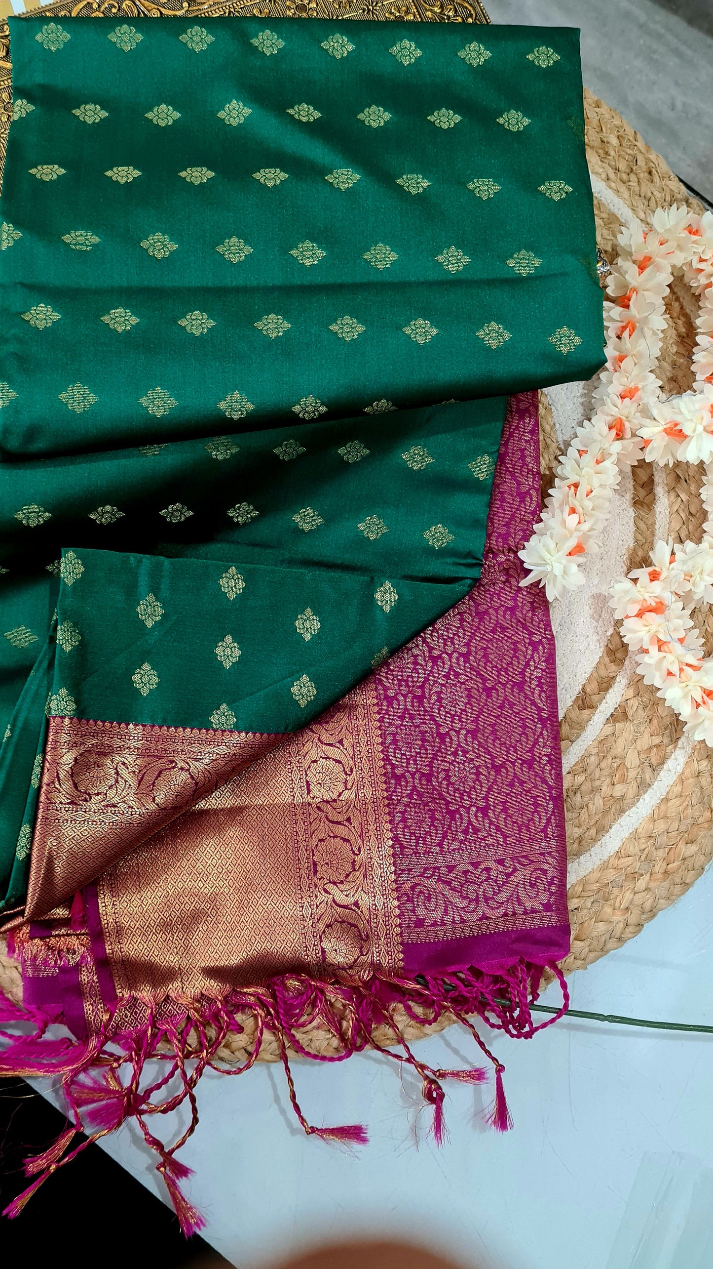 Green Pink Soft Silk