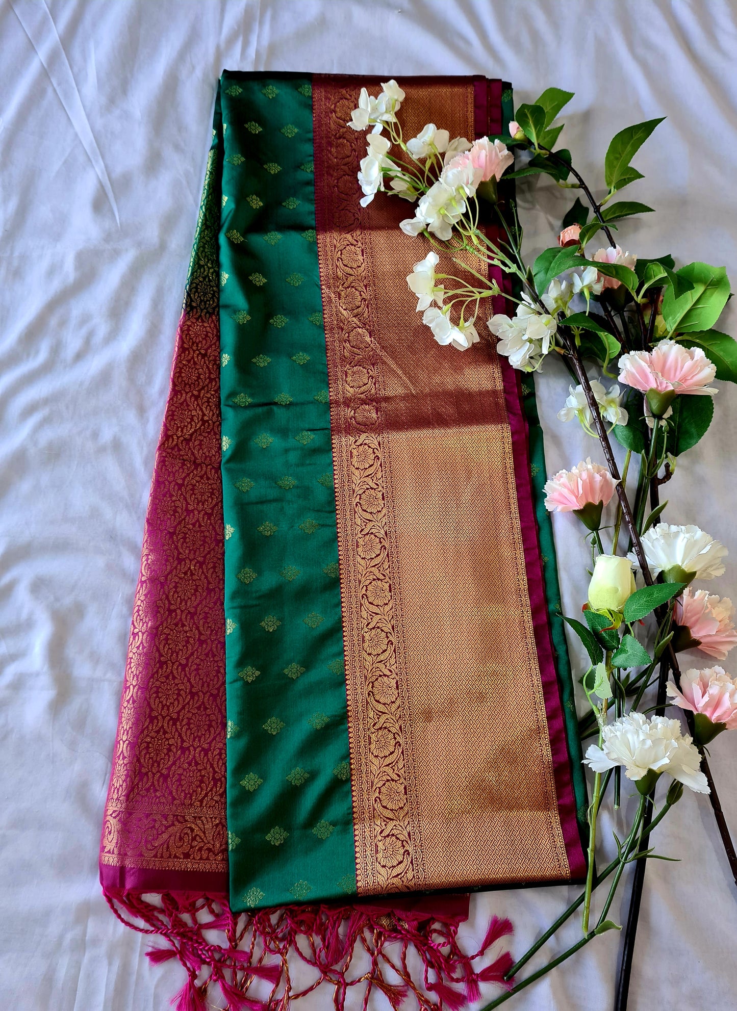 Green Pink Soft Silk