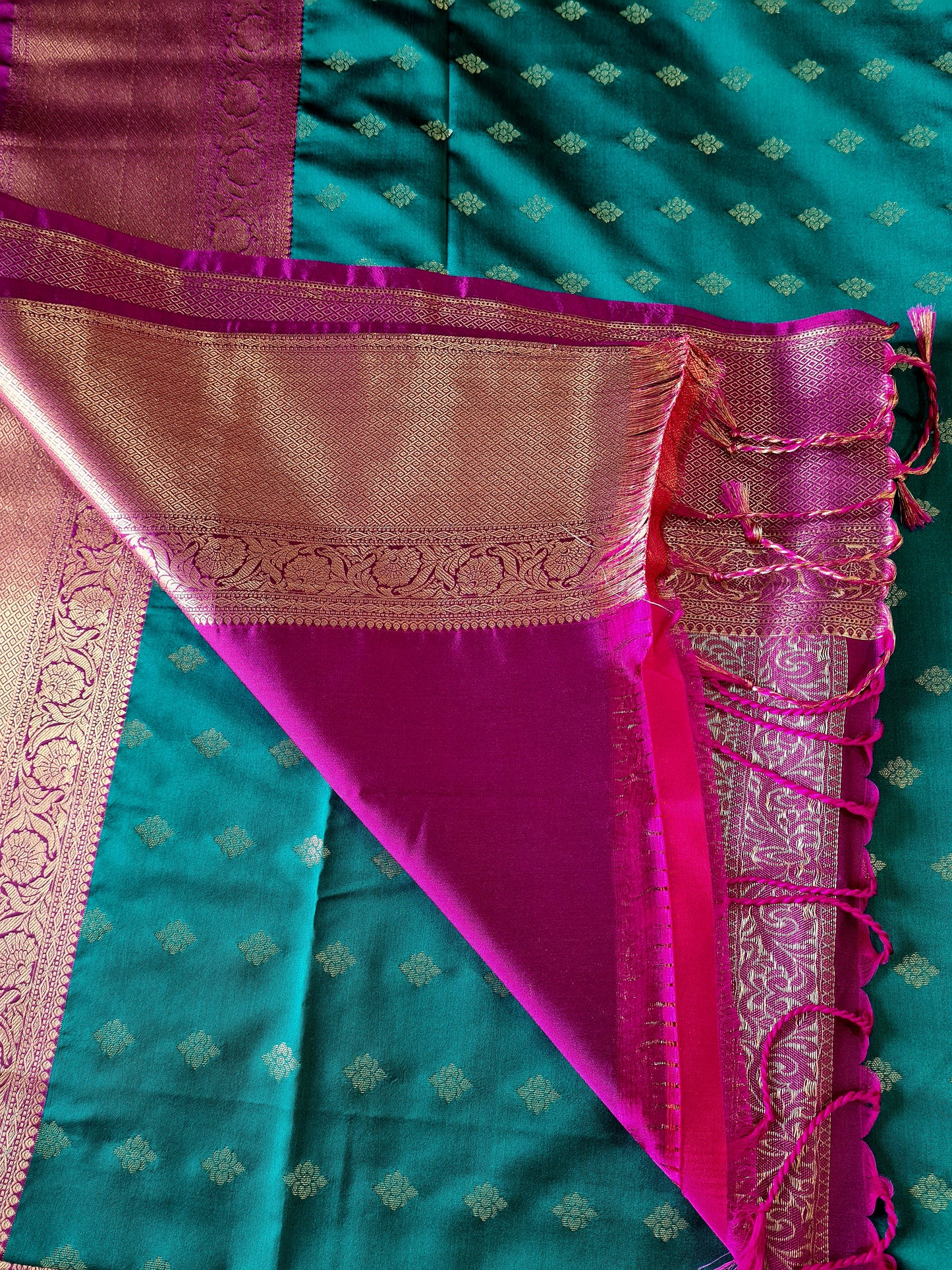 Green Pink Soft Silk