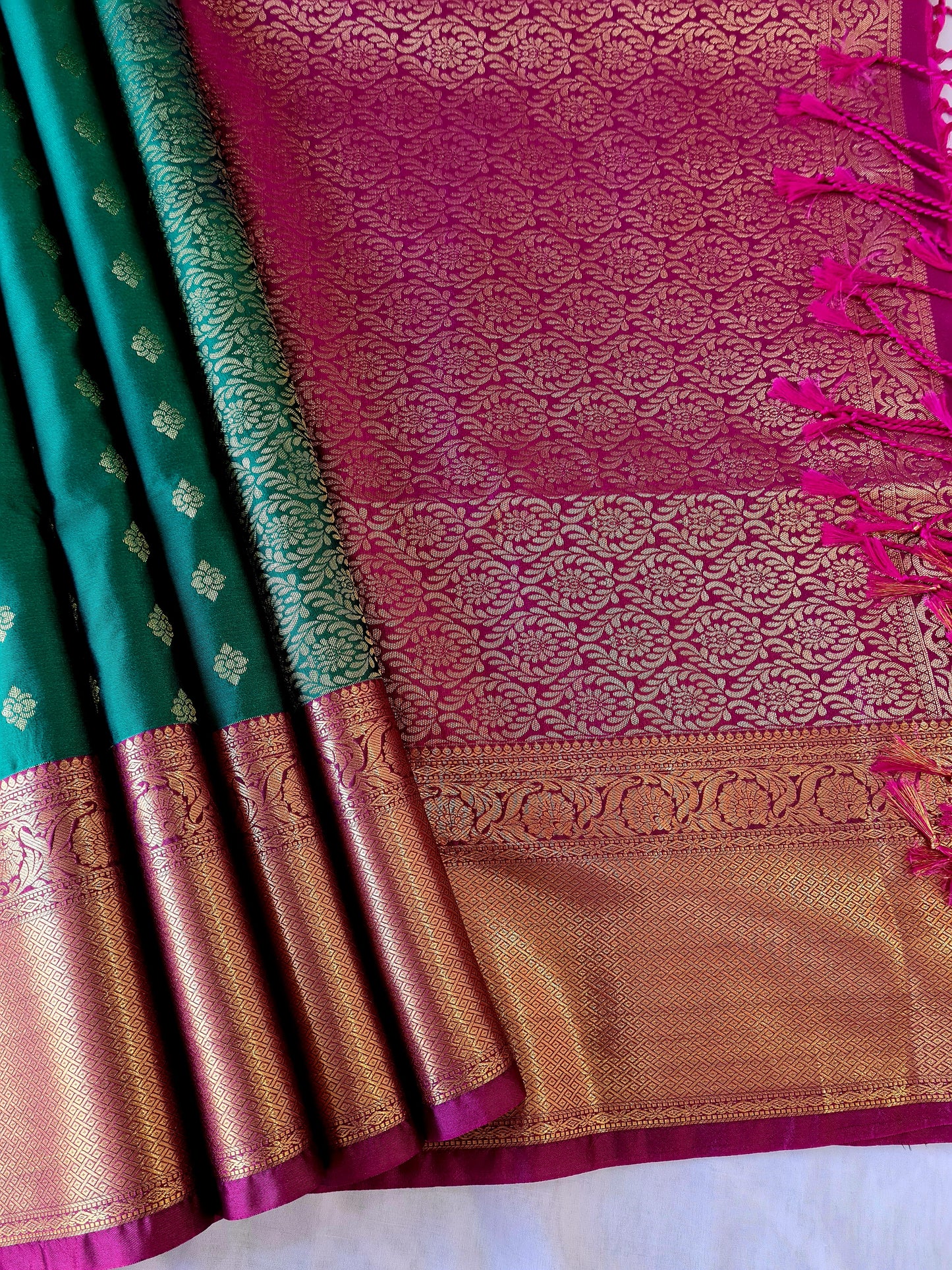 Green Pink Soft Silk