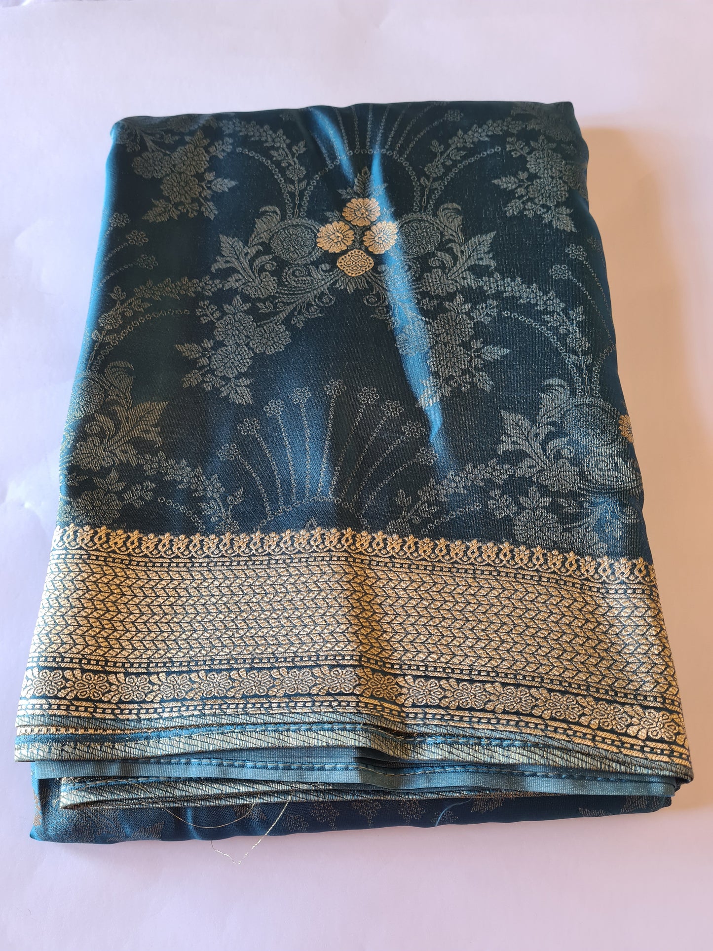 Pure Mashru Zari NV peacock blue
