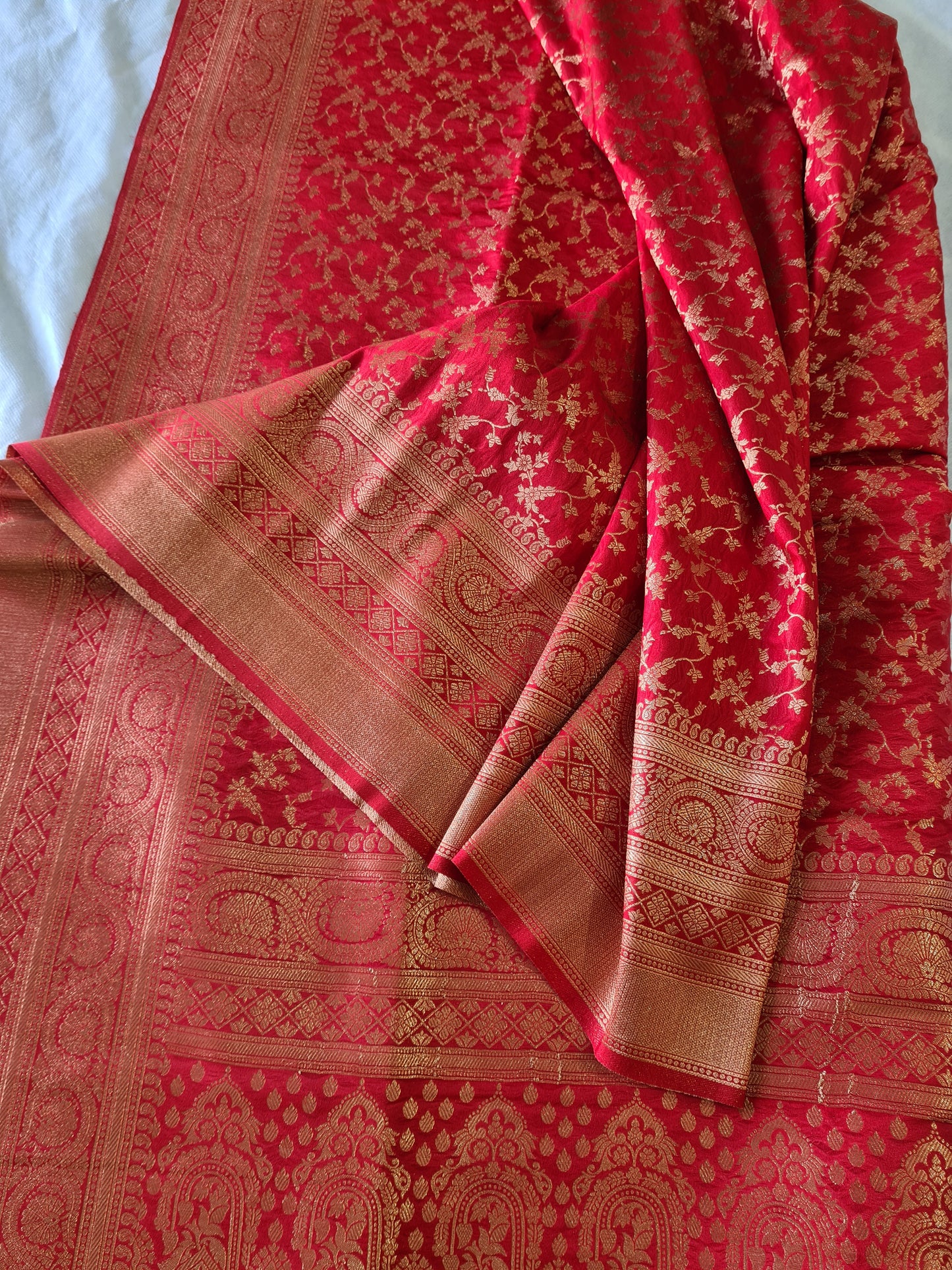 Tussar Silk Bridal Red