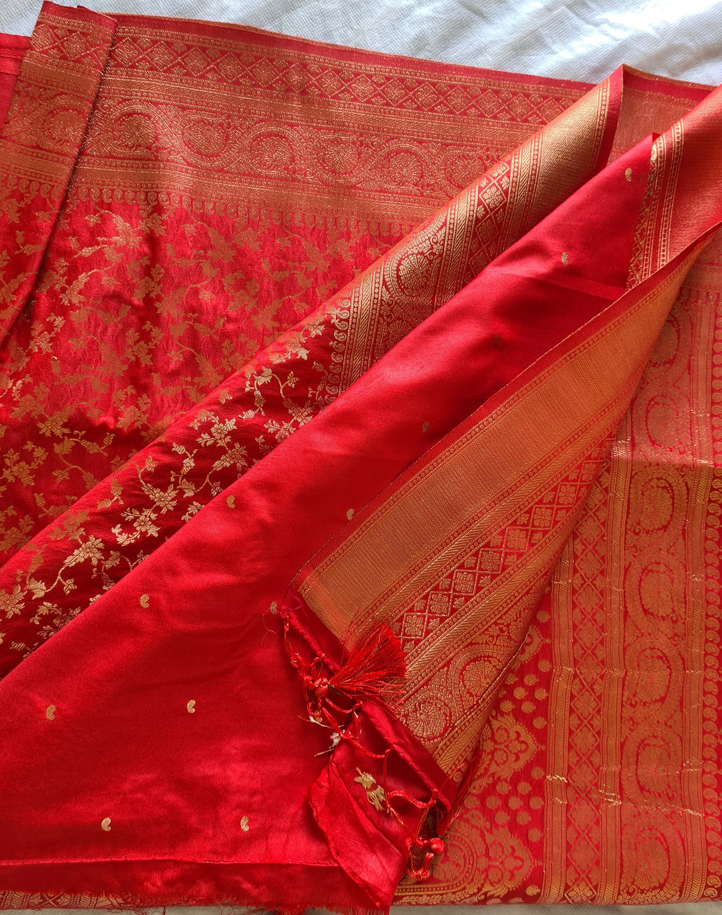 Tussar Silk Bridal Red
