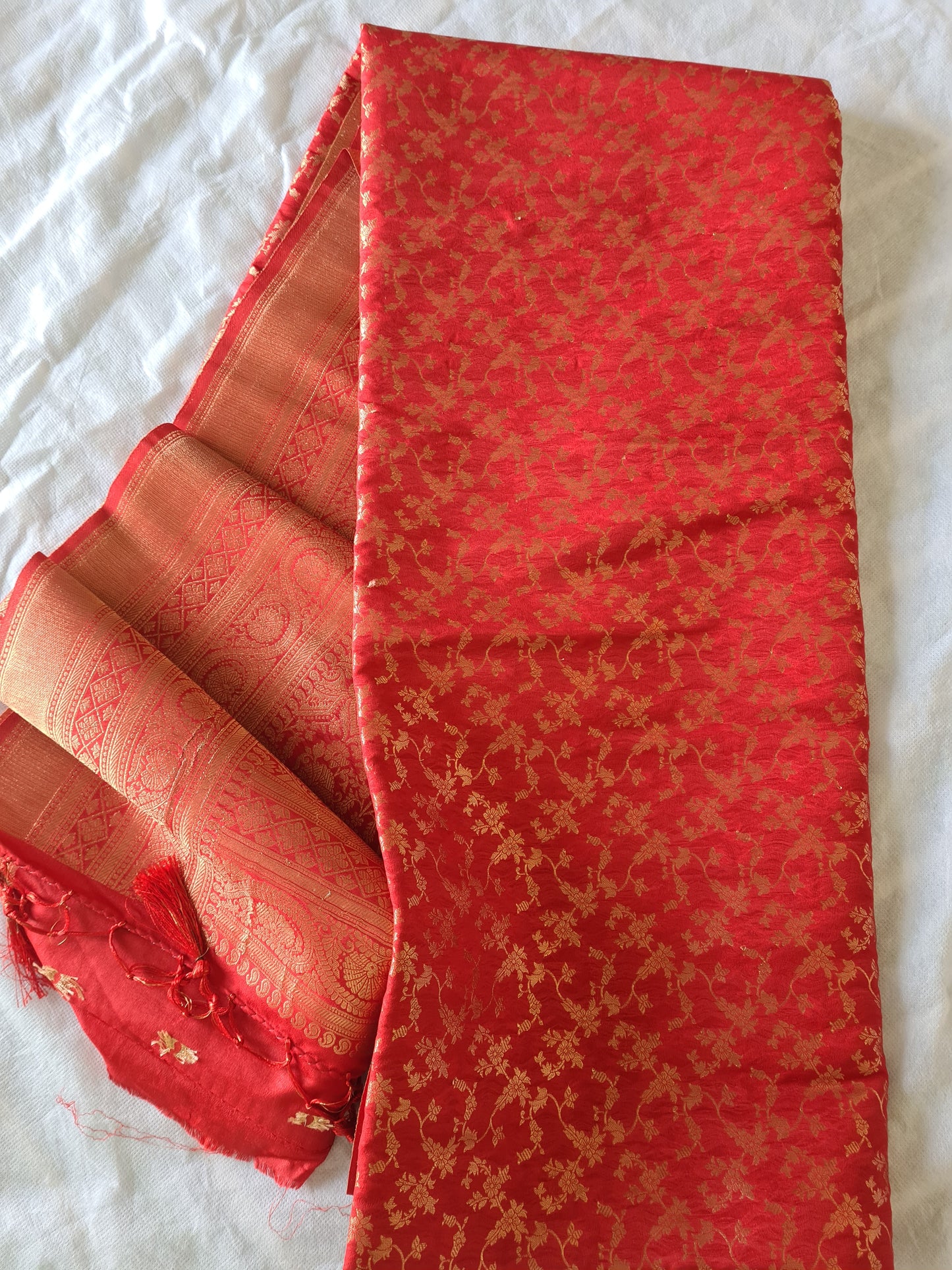 Tussar Silk Bridal Red