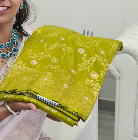 Green Mashru Katan Silk