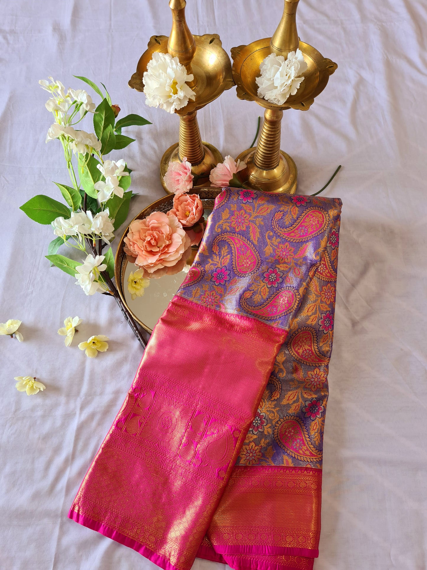 Semi Kanchi Soft silk Purple & Pink Mango